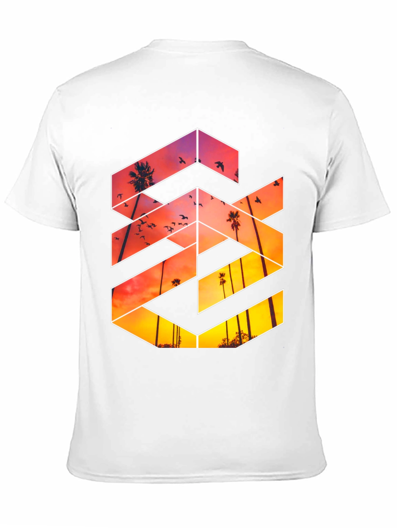 Sunset Palm Tree Graphic Tee - Black Casual T-Shirt