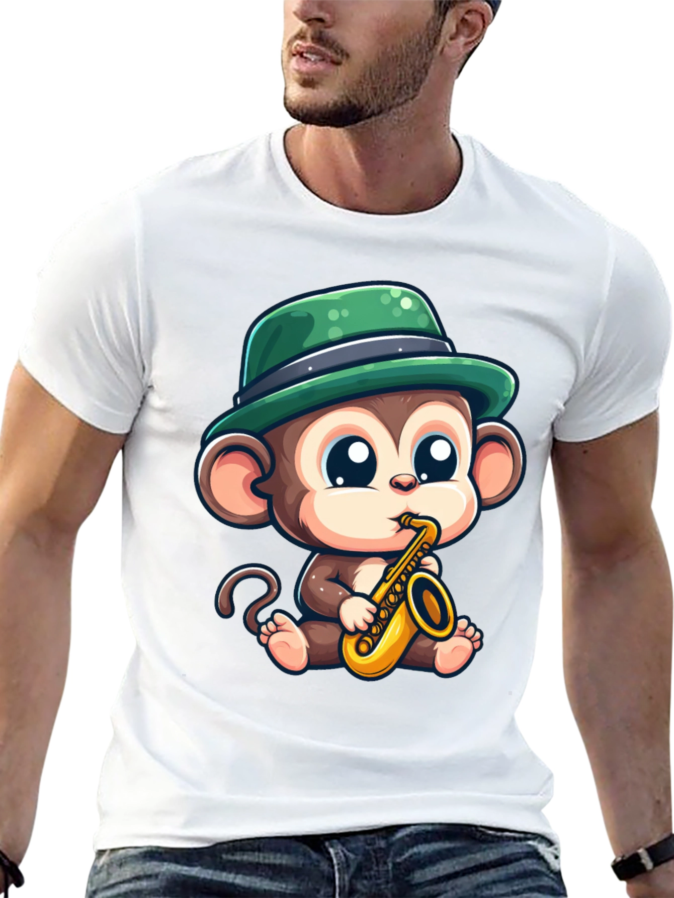 Monkey Saxophone T-Shirt: Cool Cartoon Graphic Tee