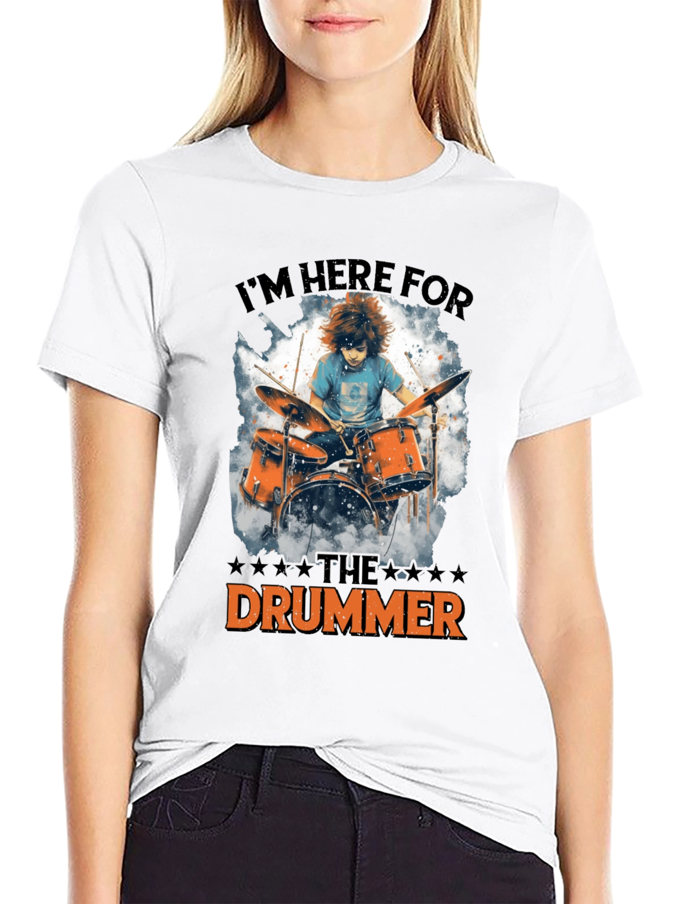 Im Here For The Drummer Black T-Shirt