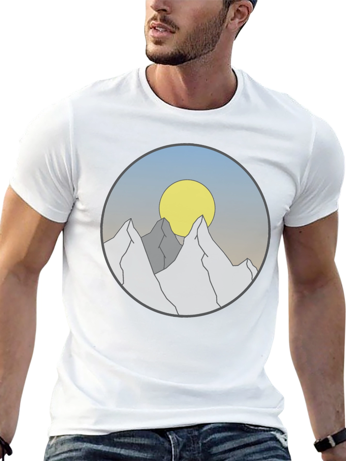 Mountain Sunset Graphic Tee - Stylish Black T-Shirt