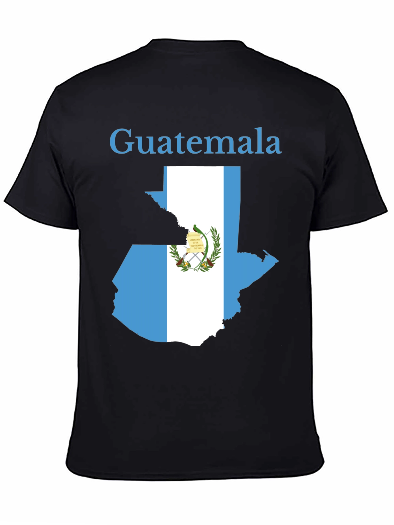 Guatemala Flag Map Black T-Shirt