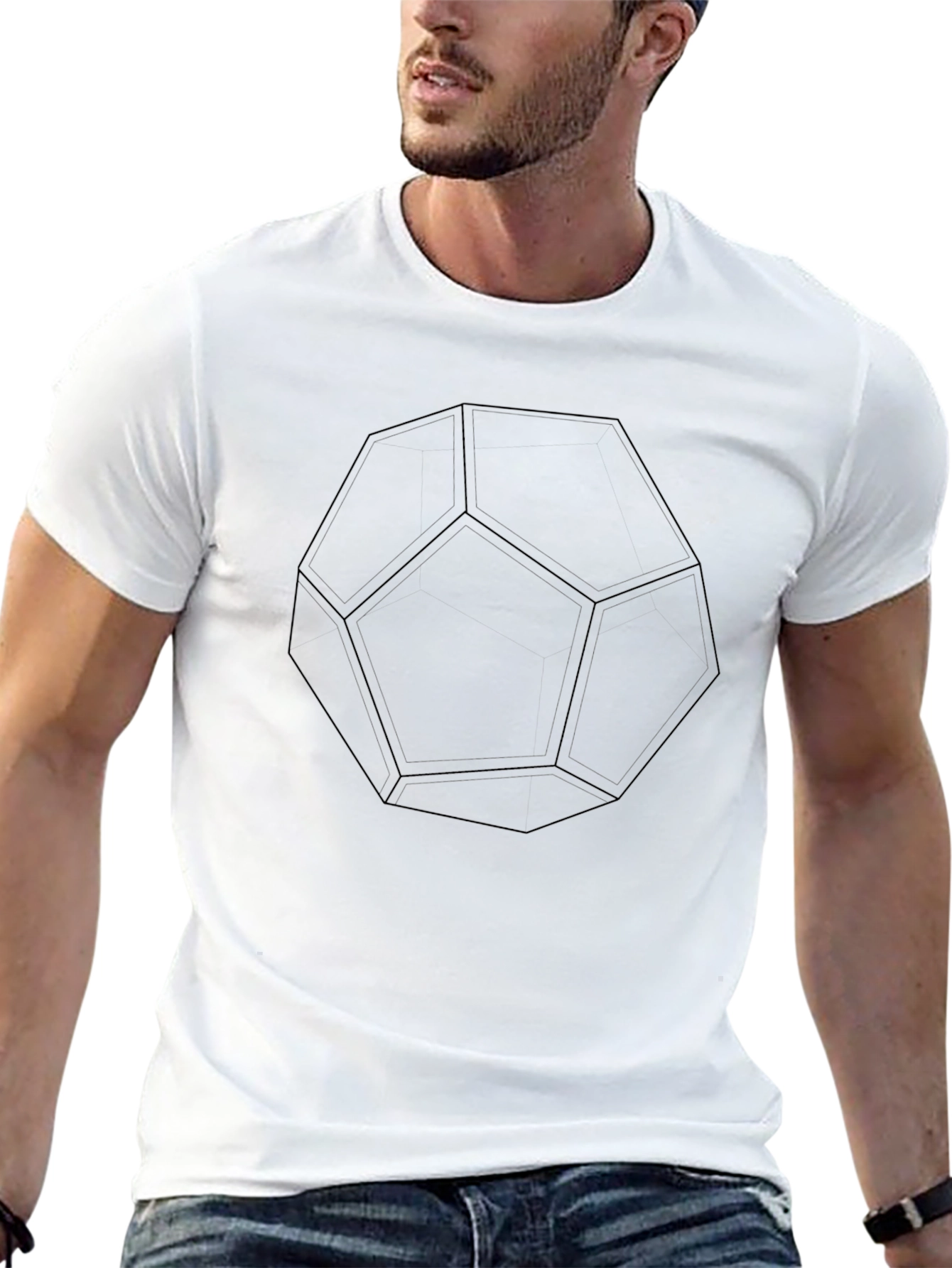 Geometric Solid Black T-Shirt