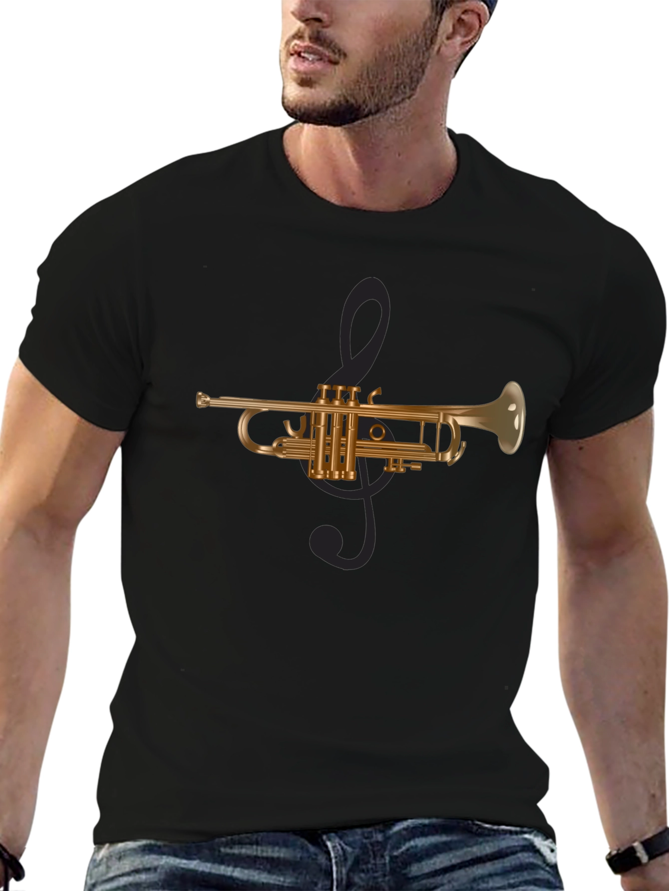 Trumpet & Treble Clef Graphic Tee - Musicians Style
