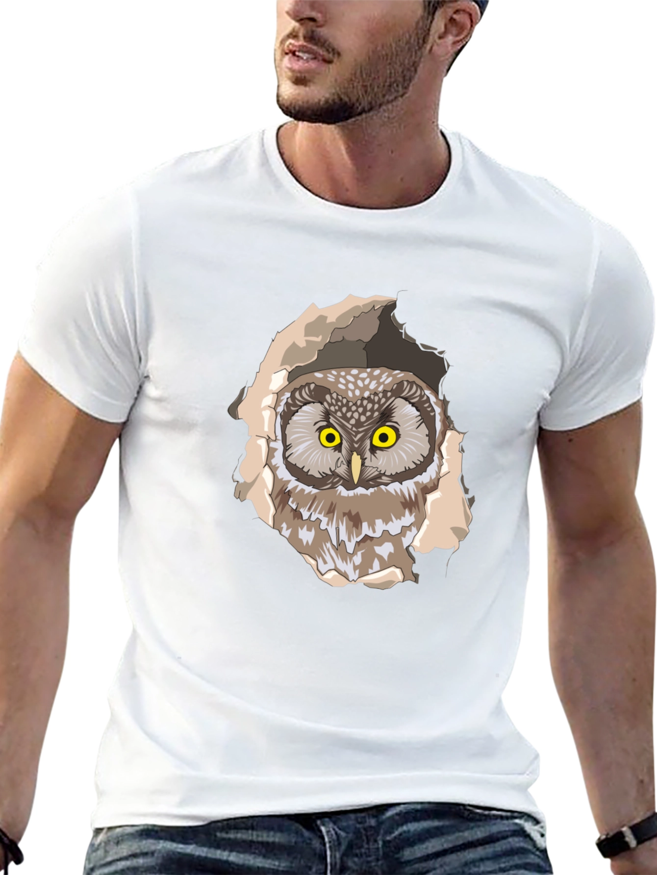 Owl Graphic Print Black T-Shirt