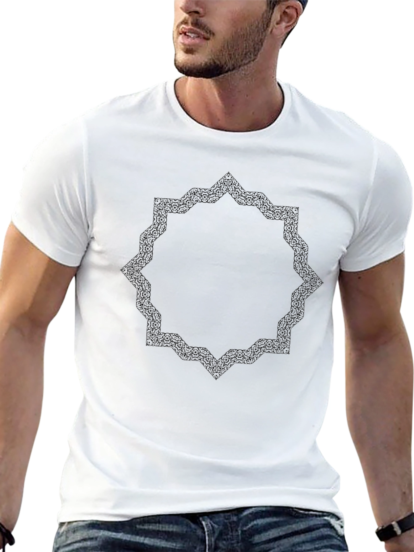 Geometric Print Black T-Shirt