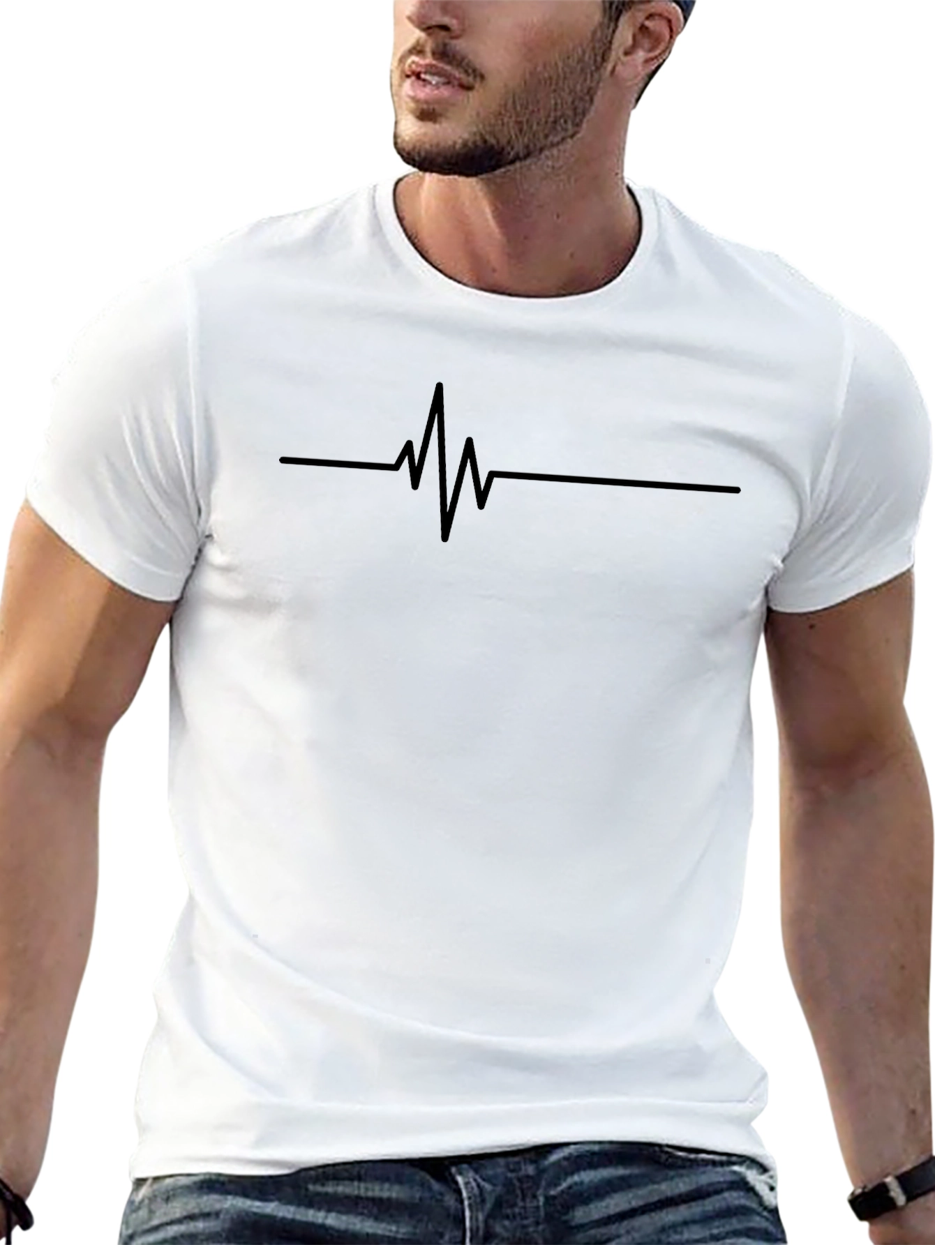 Heartbeat Line Graphic Tee - Black
