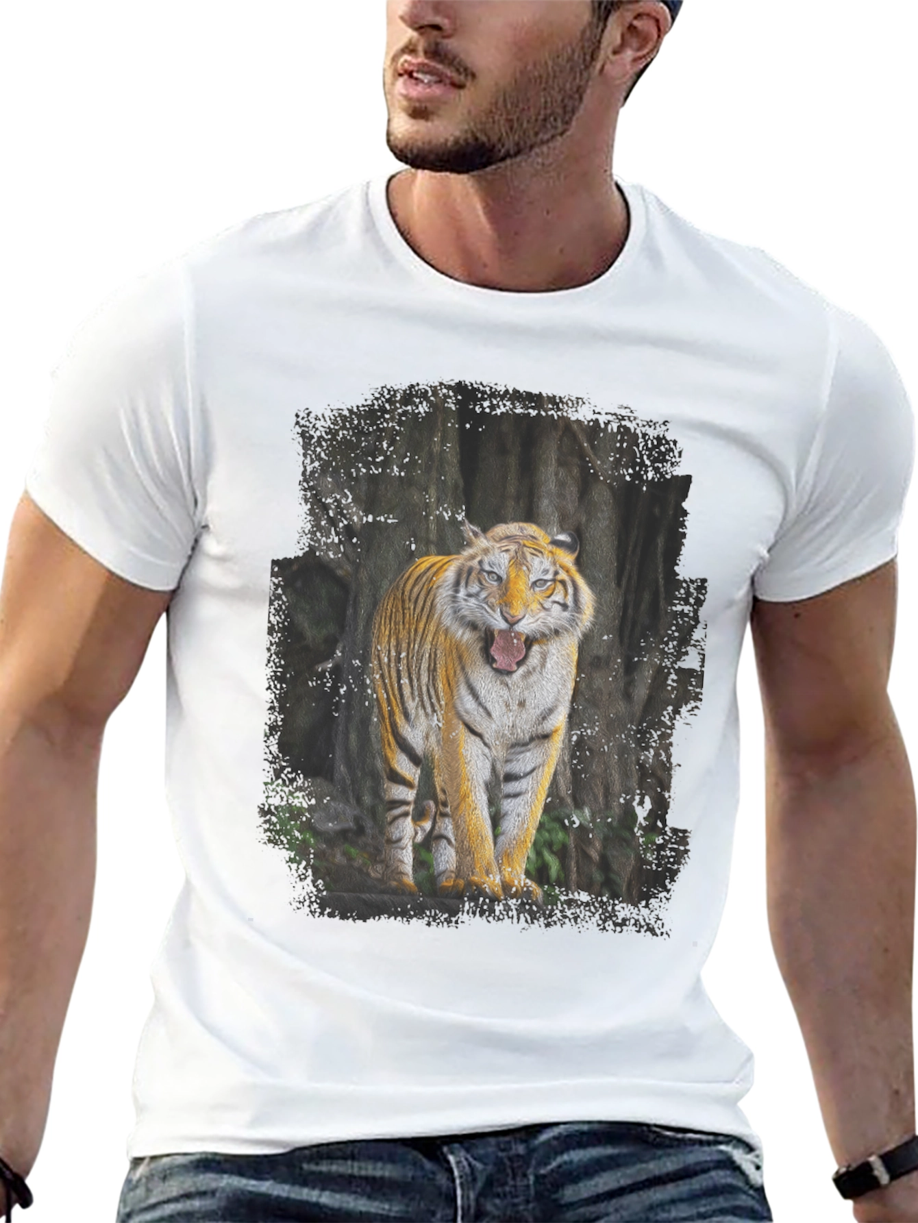 Tiger Graphic Black T-Shirt - Fierce Wildlife Design