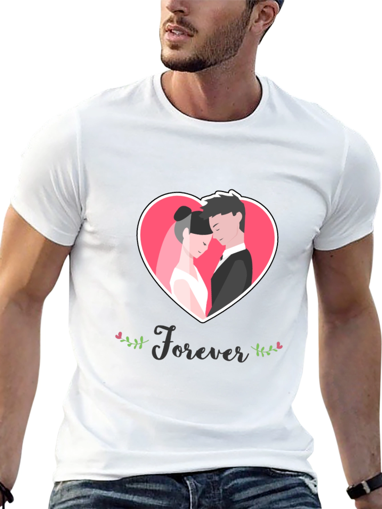Forever Love Heart Graphic Black T-Shirt