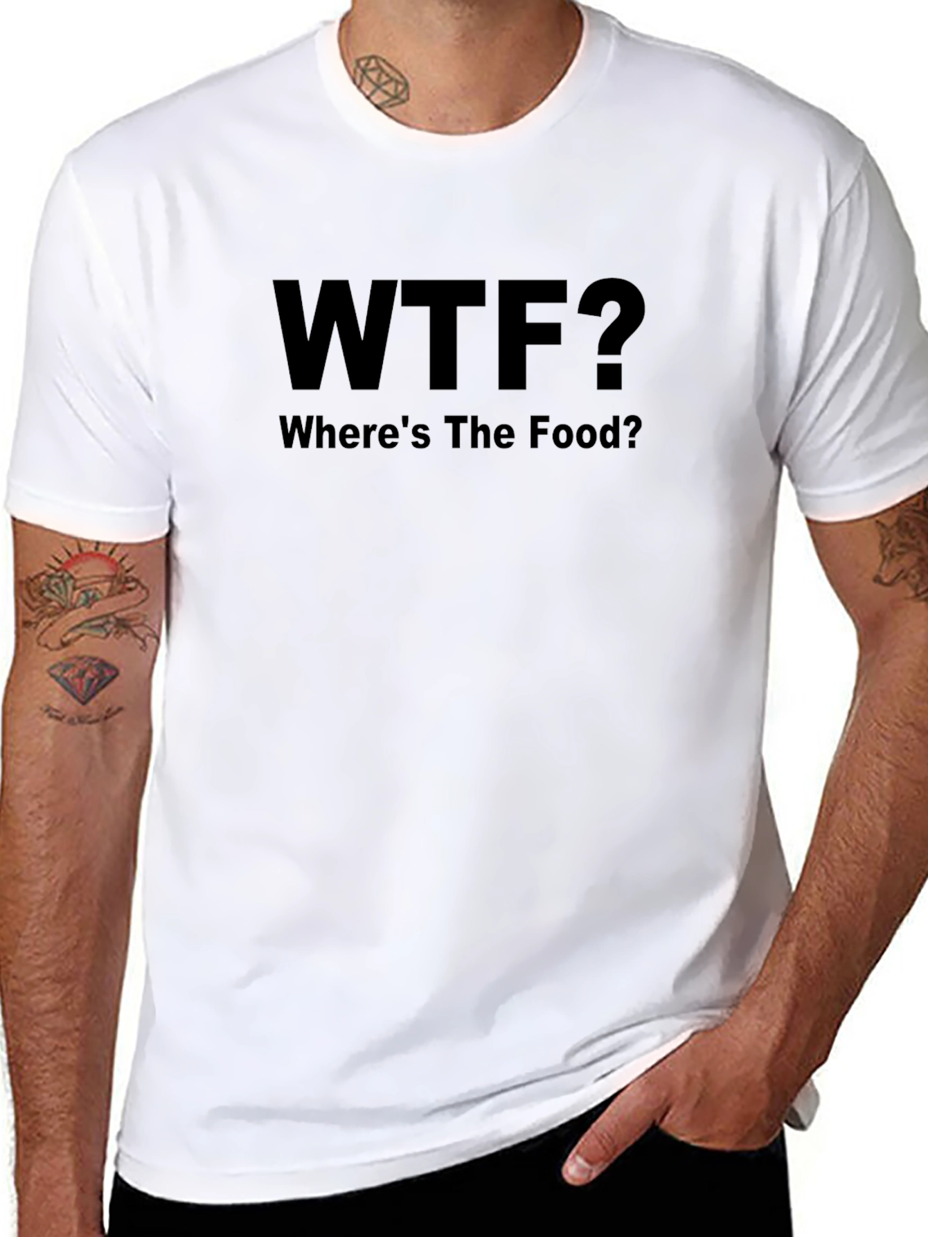 WTF Wheres the Food? Black Graphic T-Shirt
