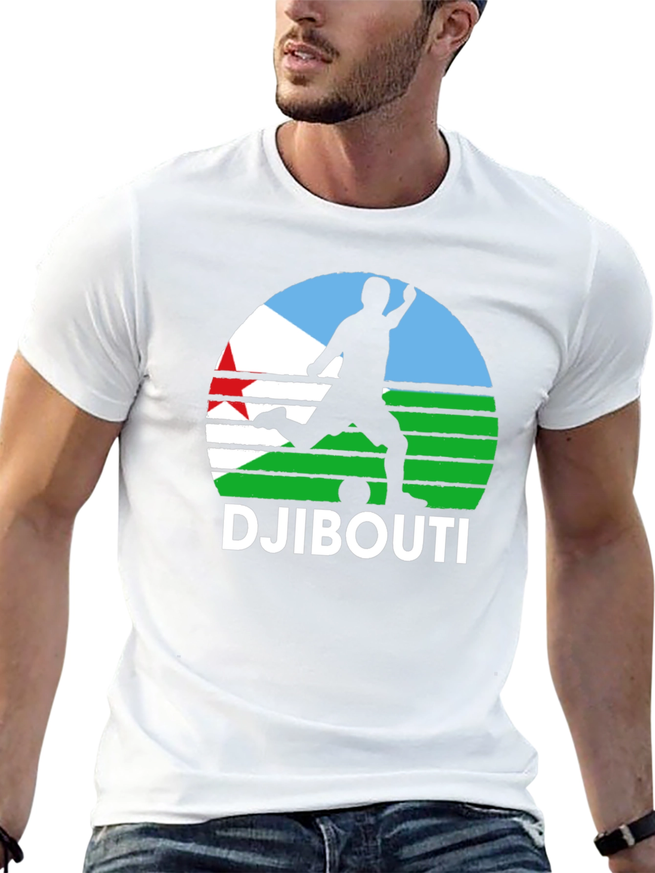 Djibouti Soccer T-Shirt - Mens Black Tee