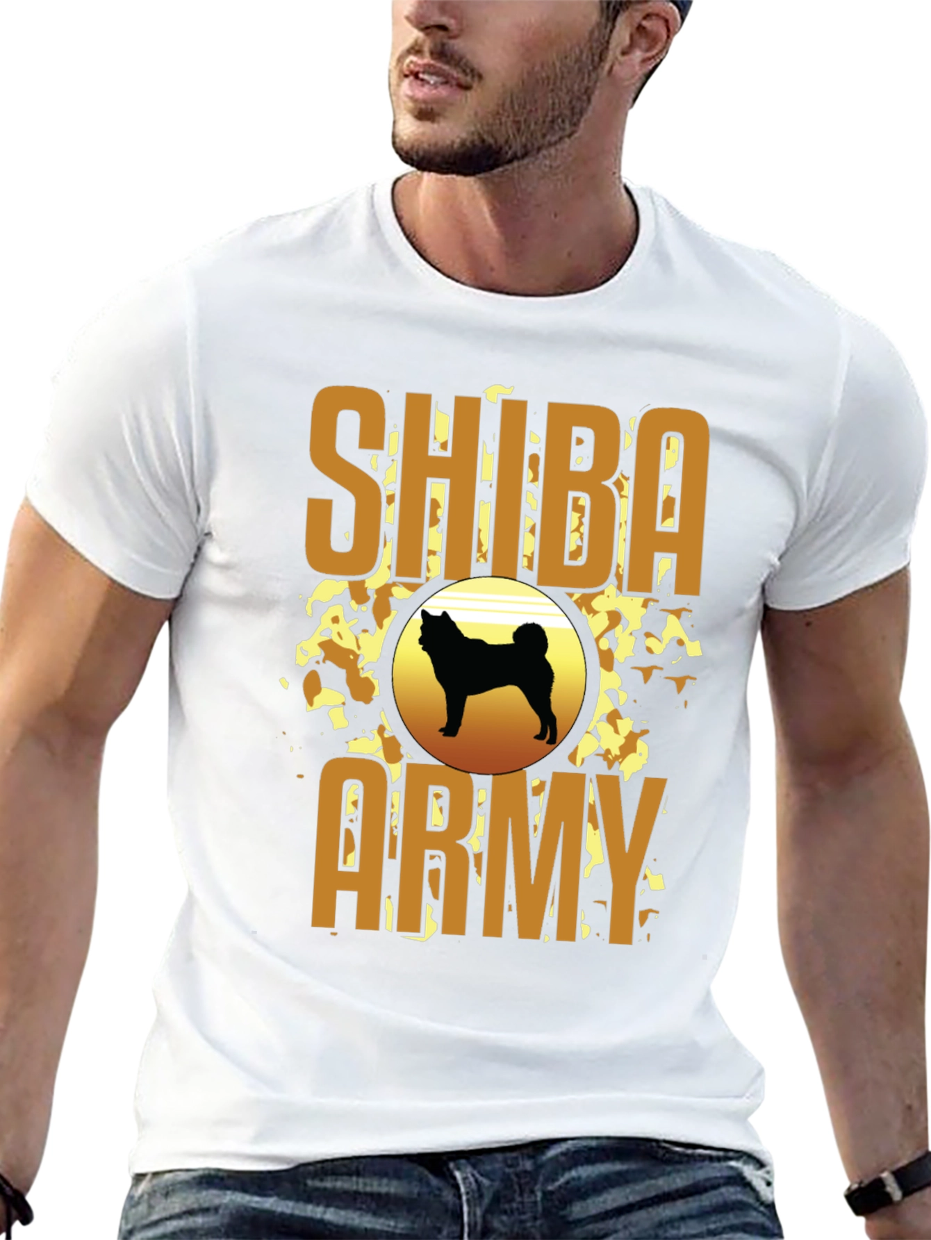 Shiba Army Graphic Tee - Black Crew Neck T-Shirt