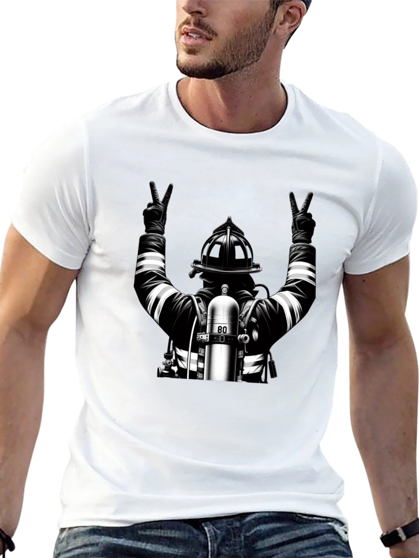 Firefighter Peace Graphic Tee - Black