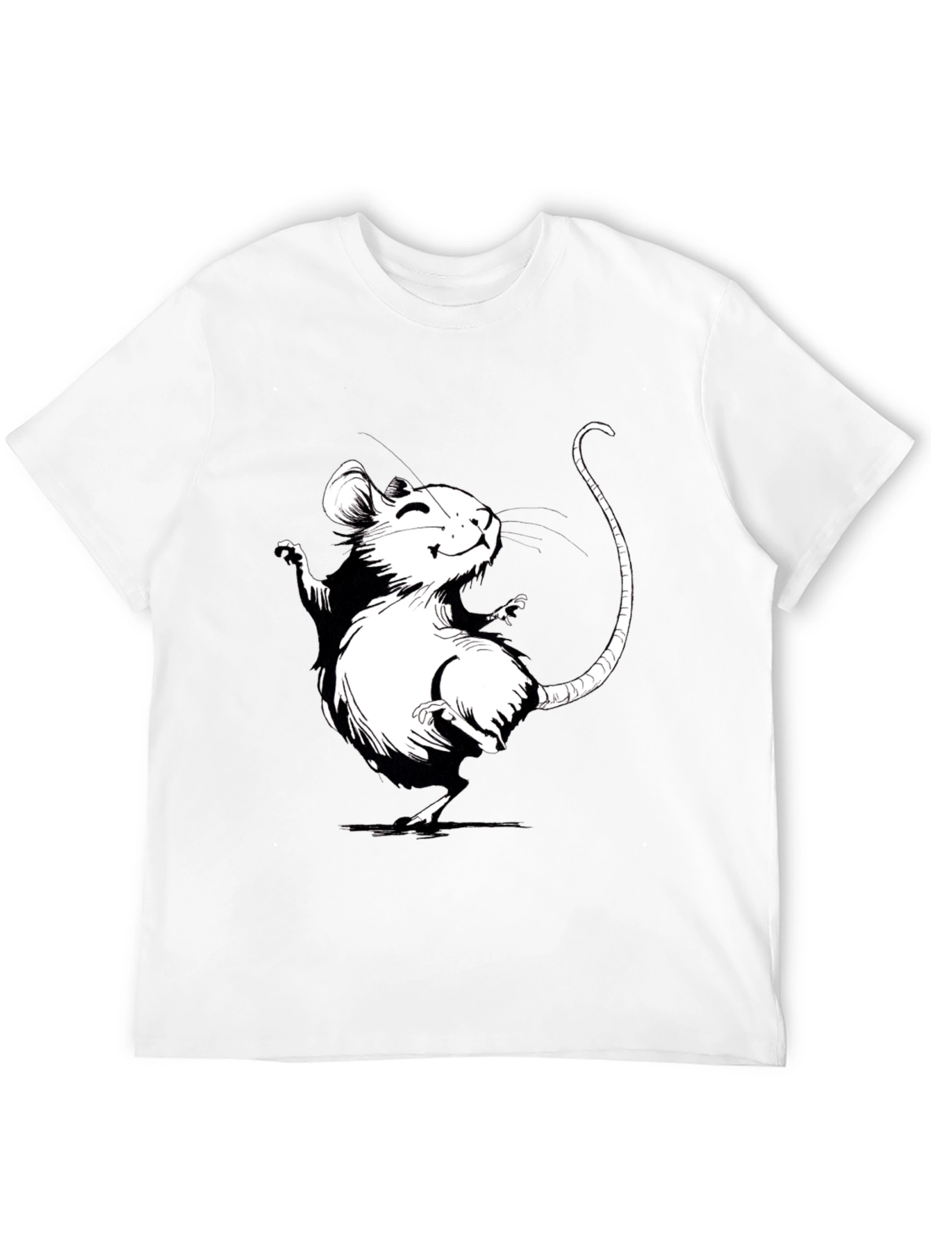 Cartoon Mouse Graphic Tee - Black Cotton T-Shirt