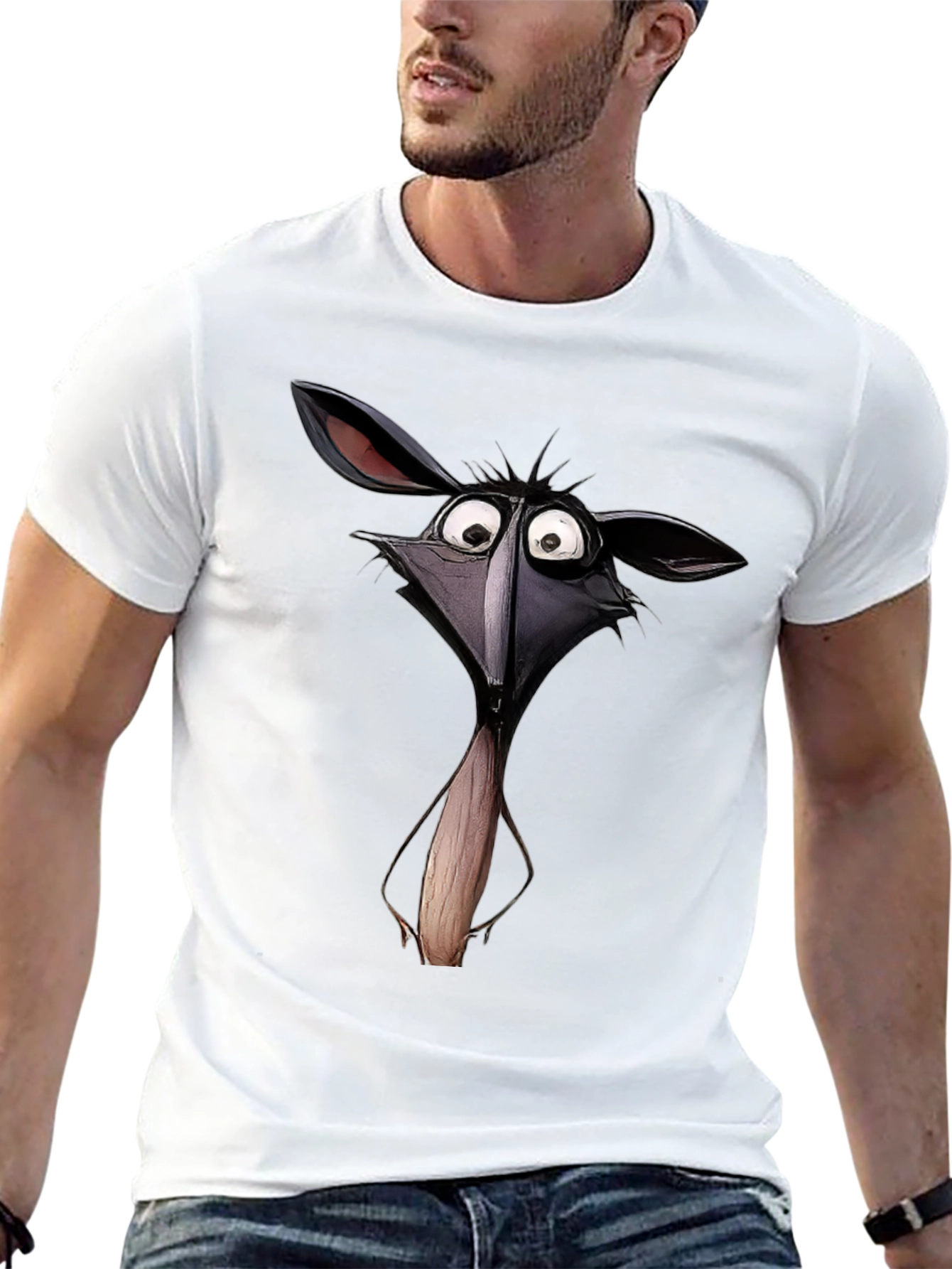 Cartoon Animal Graphic Print Black T-Shirt
