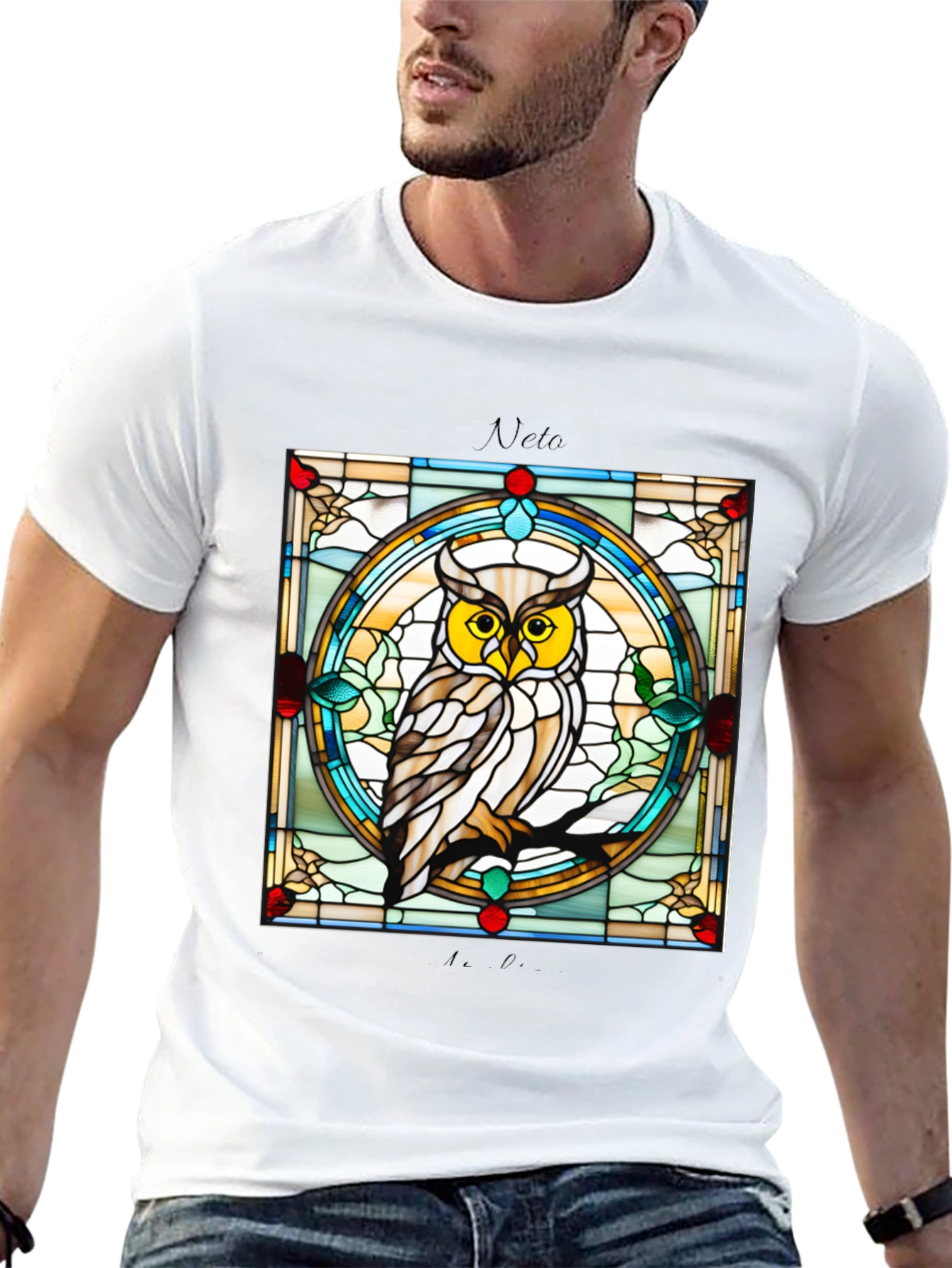 Stained Glass Owl Graphic Tee