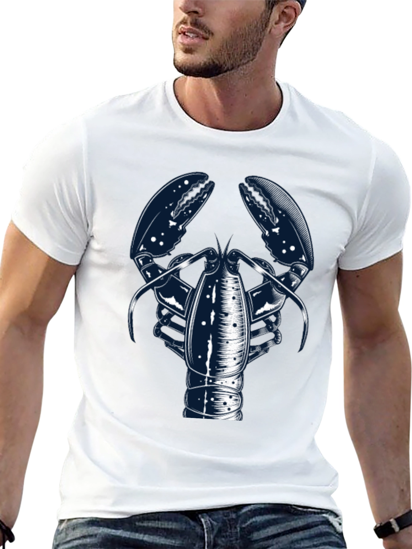 Lobster Graphic Print Crew Neck Tee