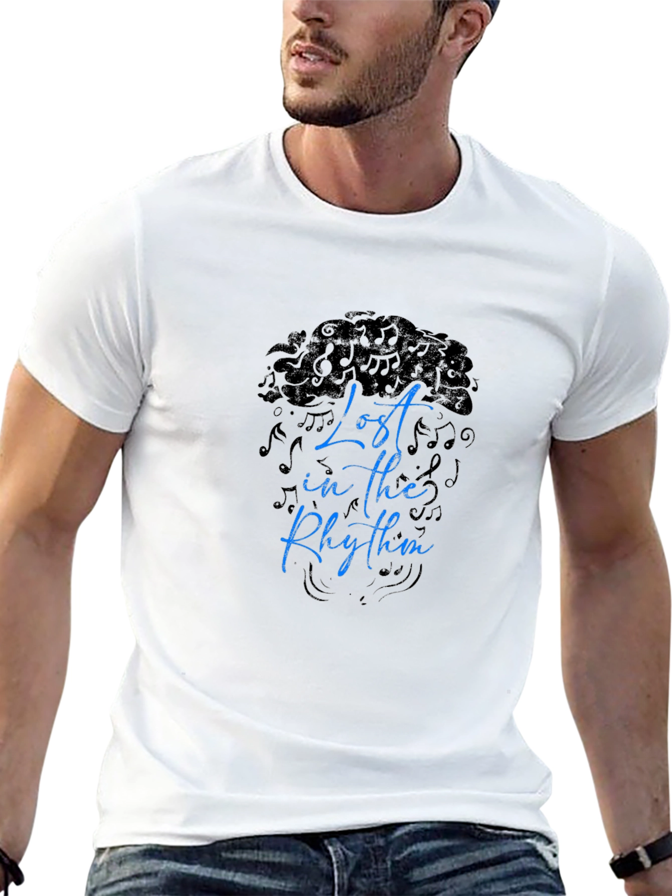 Lost in the Rhythm Mens Black Graphic Tee