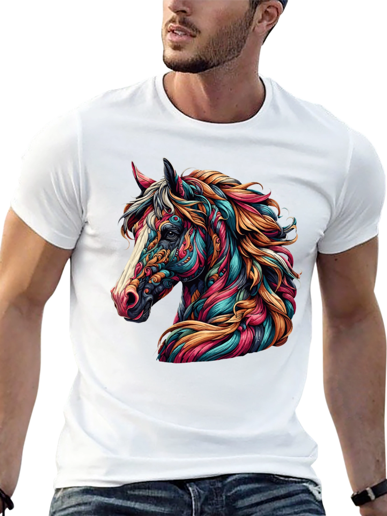 Horse Graphic Tee - Vibrant Artistic Design