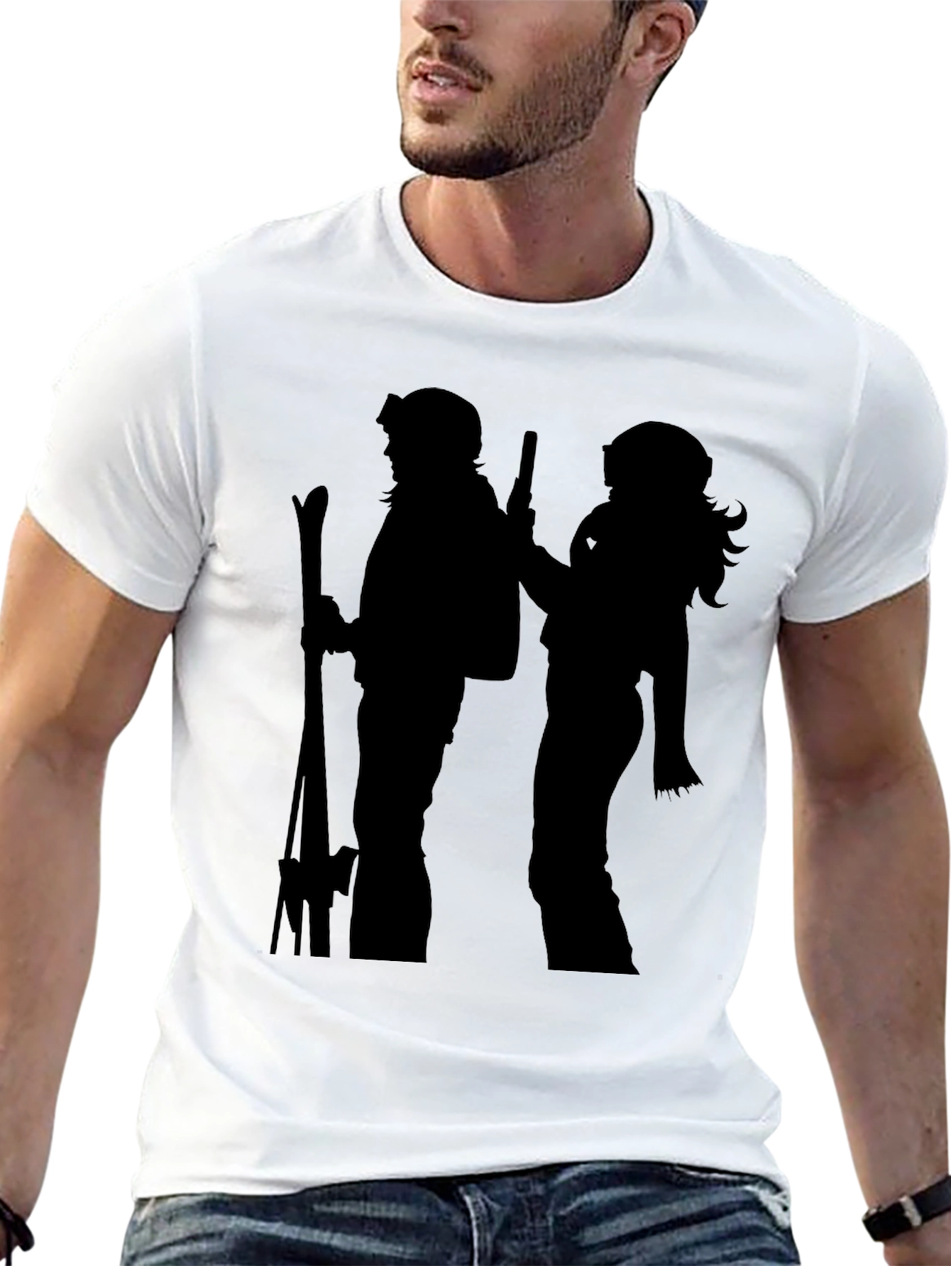 Silhouette Ski Duo Black T-Shirt