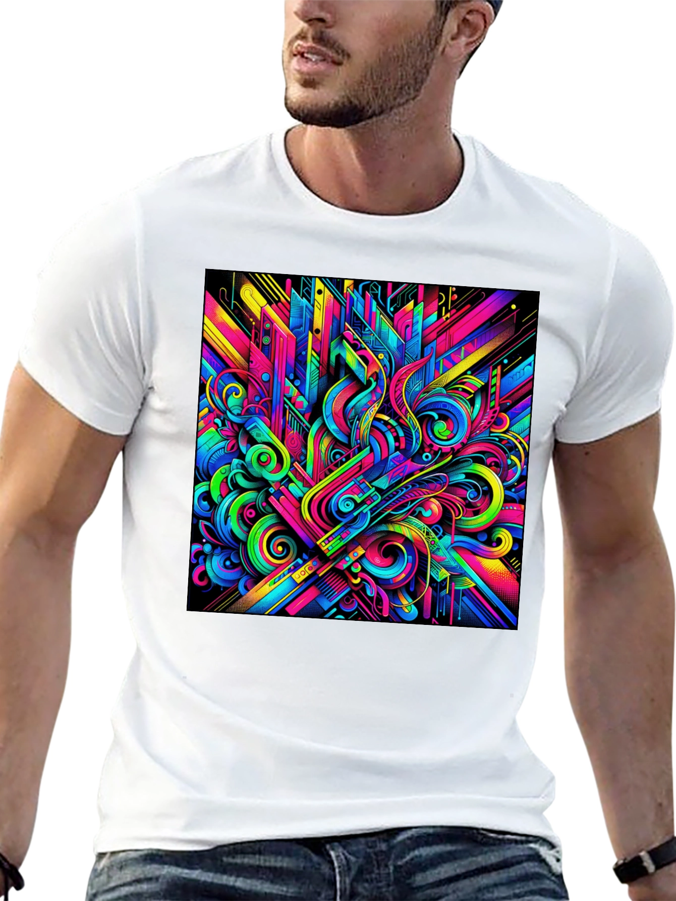 Psychedelic Abstract Art Black T-Shirt