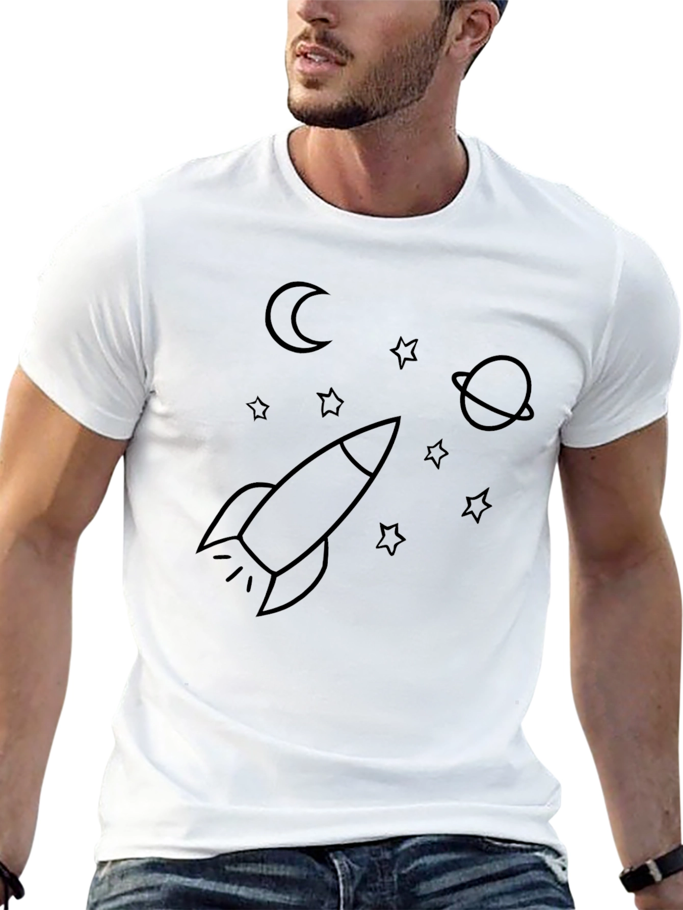 Space Rocket T-Shirt - Black Graphic Tee