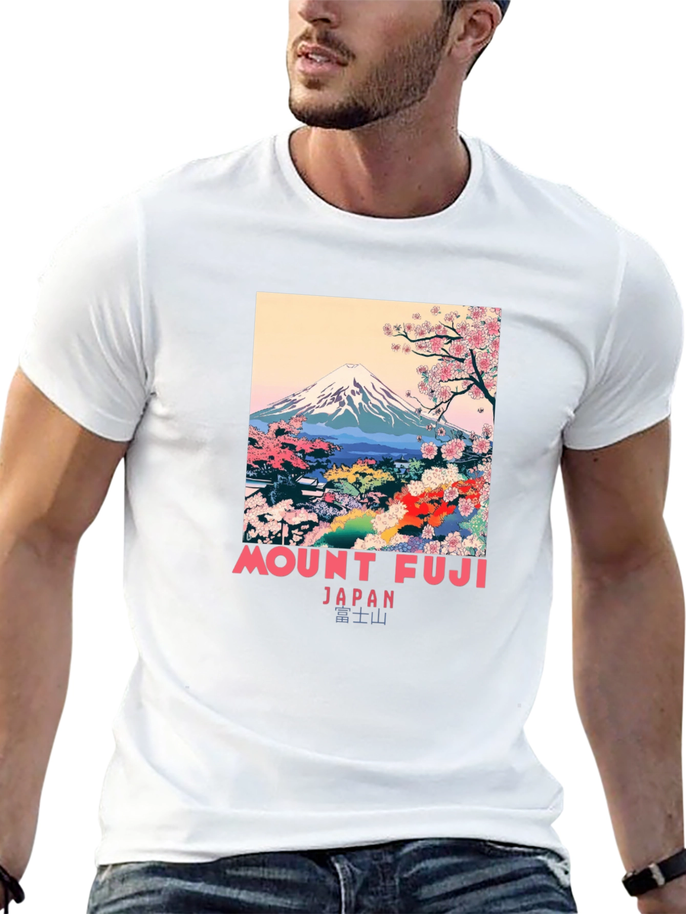 Mount Fuji Japan Graphic Black T-Shirt