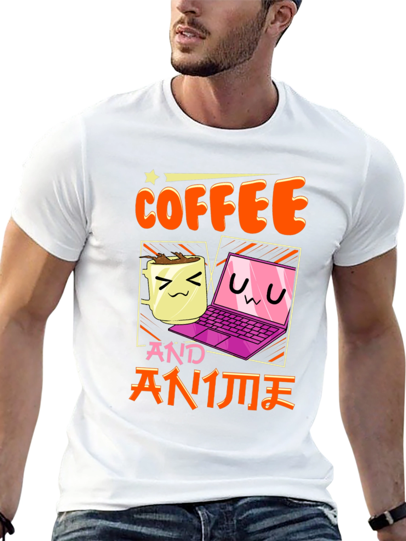Coffee and Anime T-Shirt - Kawaii Design