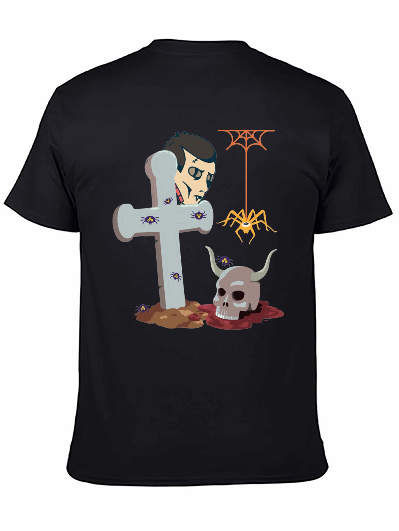 Halloween Graphic Tee: Vampire Skull Spider