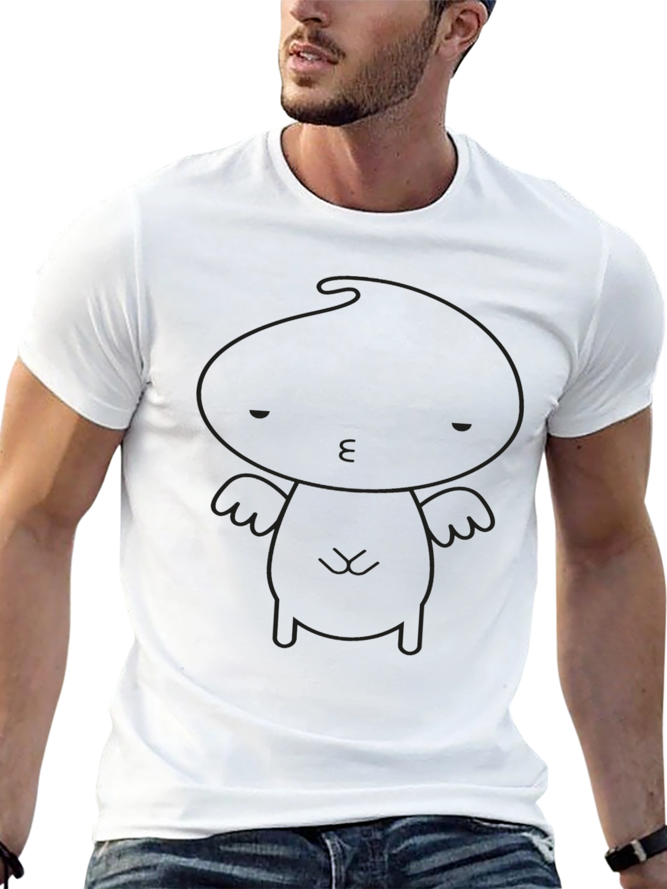 Whimsical Black T-Shirt with Faint Graphic