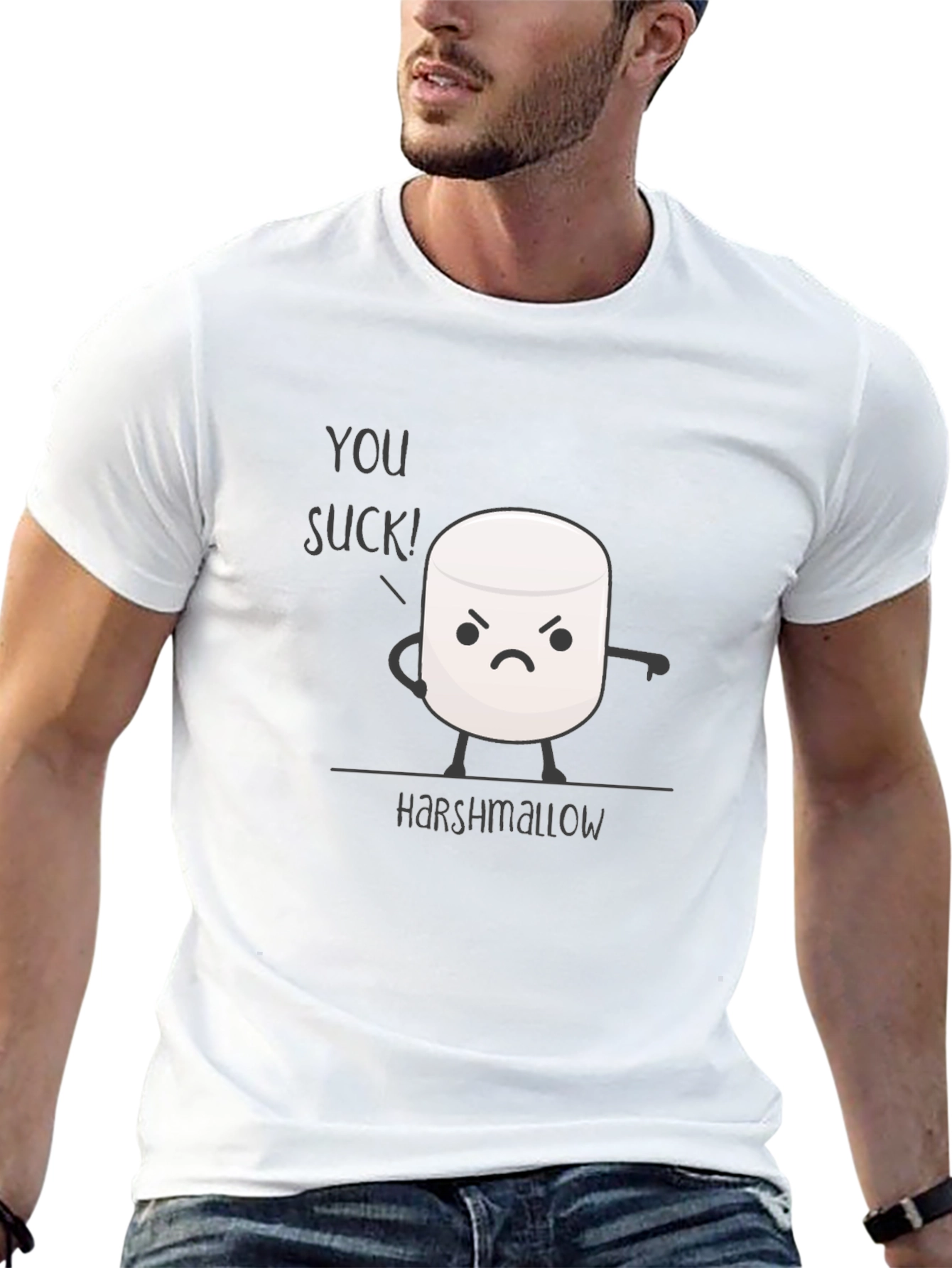 Harshmallow Graphic T-Shirt - Funny Marshmallow Tee