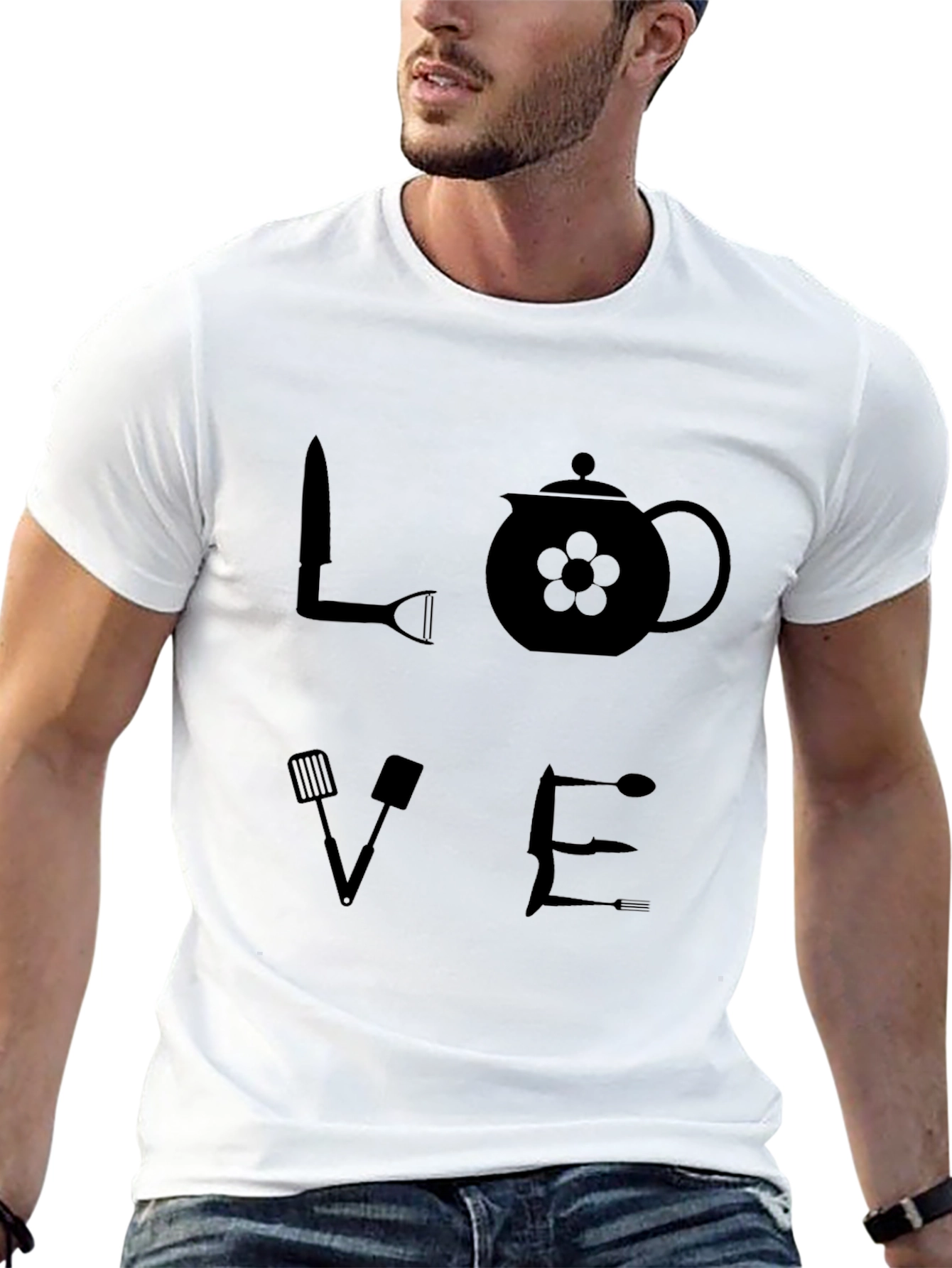 LOVE Kitchen Utensil Graphic T-Shirt - Black