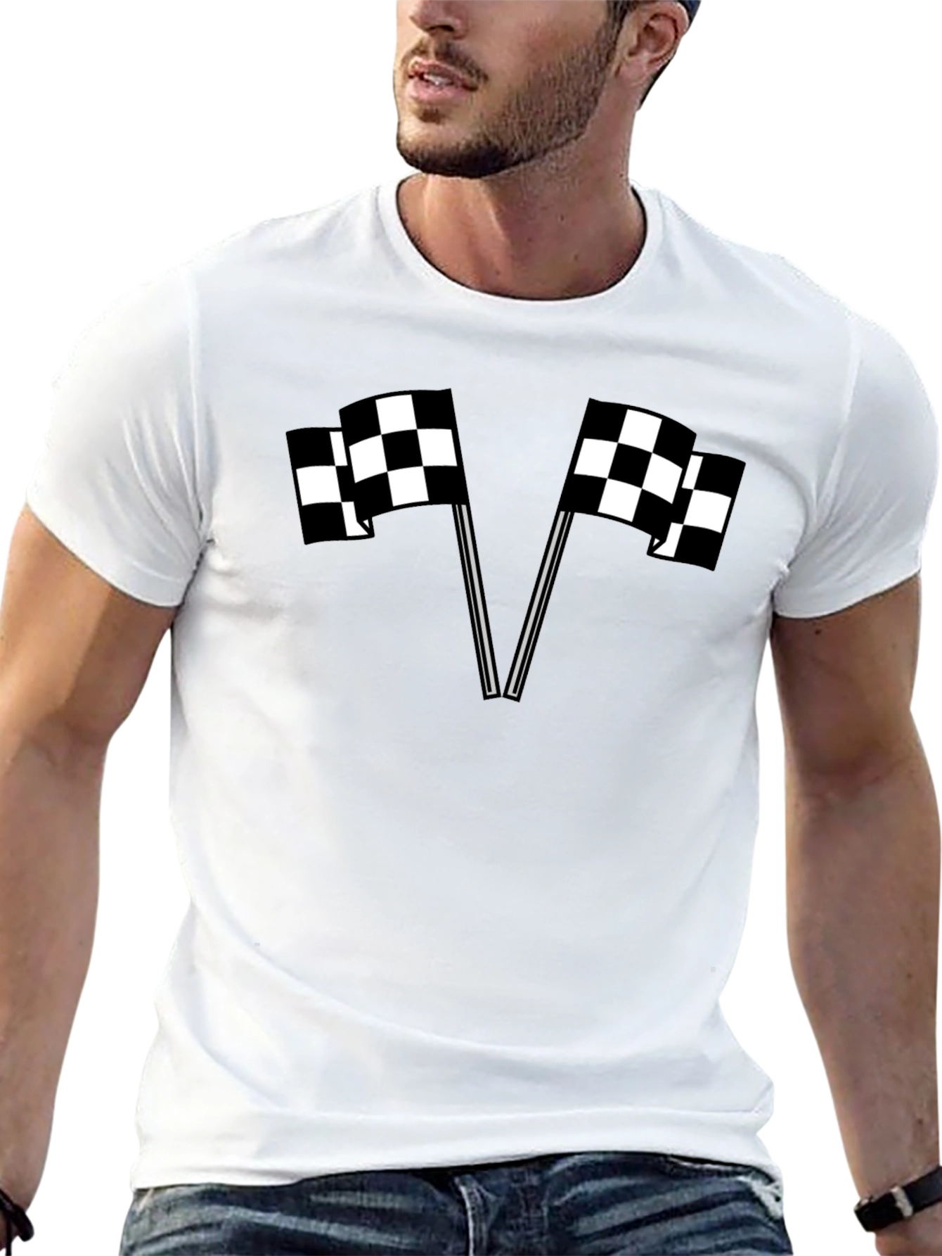 Checkered Flag Graphic T-Shirt - Racing Fan Tee
