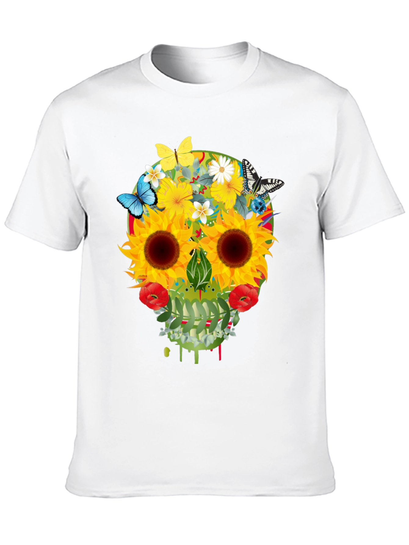 Floral Skull Graphic T-Shirt - Unique Design