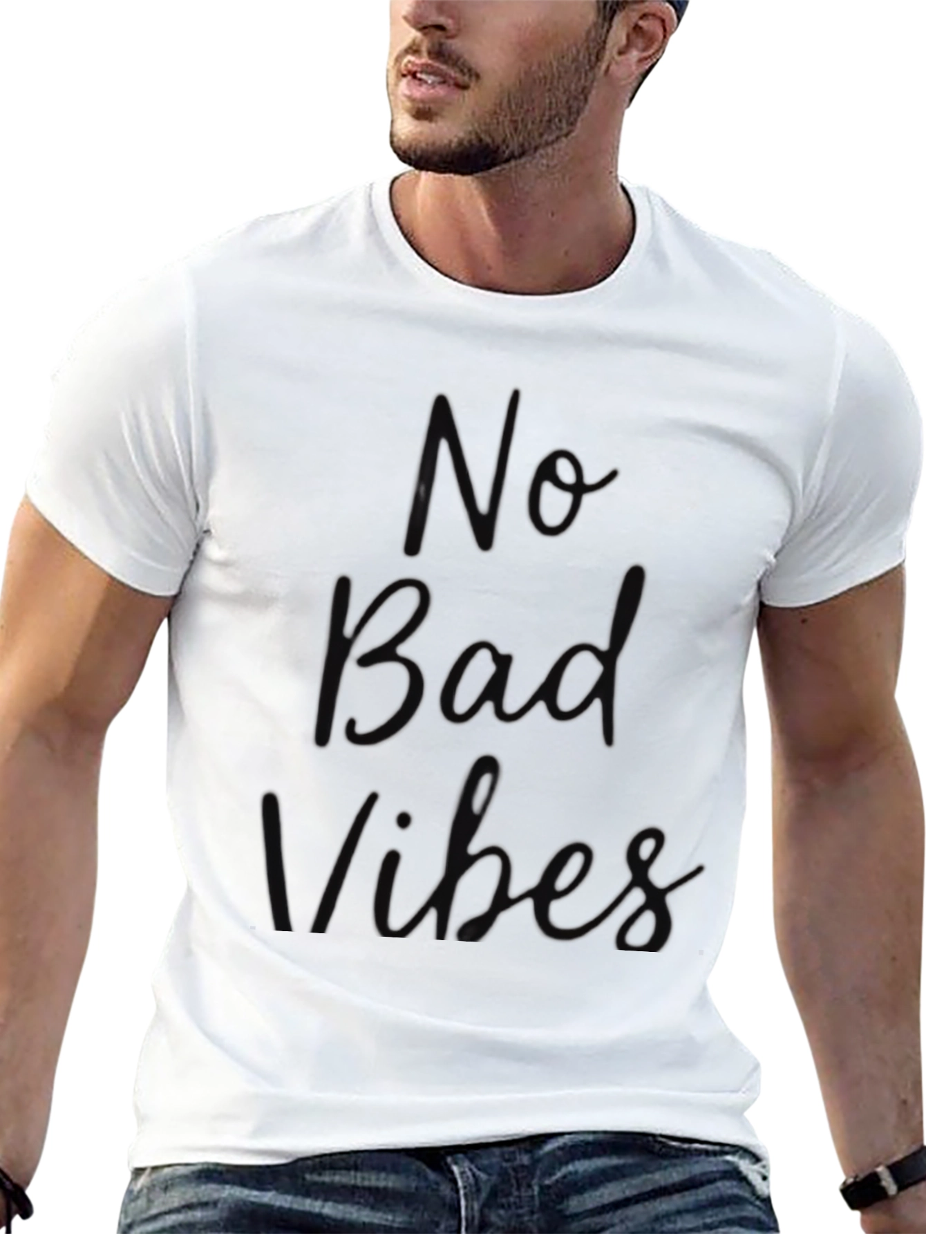 No Bad Vibes Black T-Shirt - Relaxed Fit