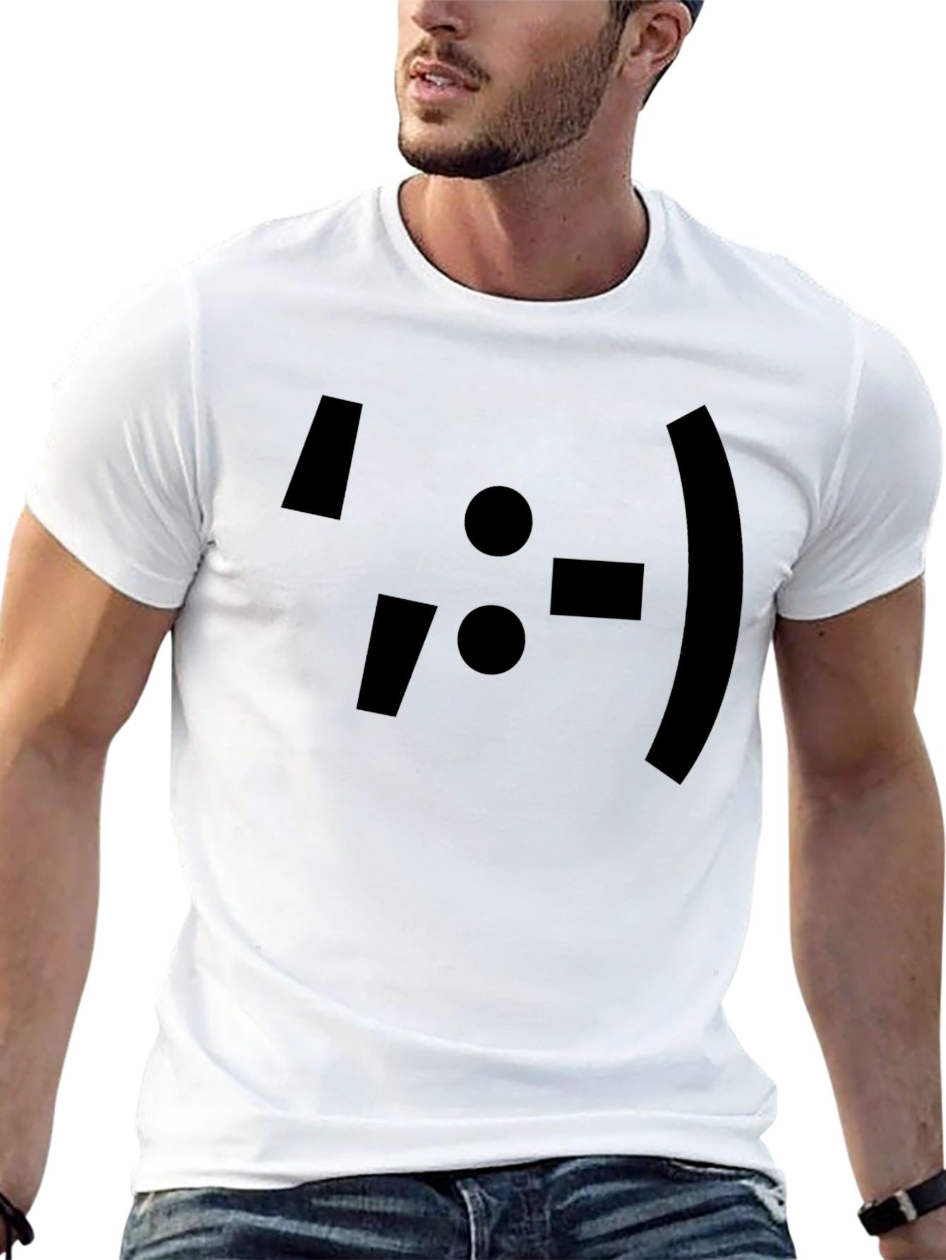 Emoticon Graphic Print Black T-Shirt