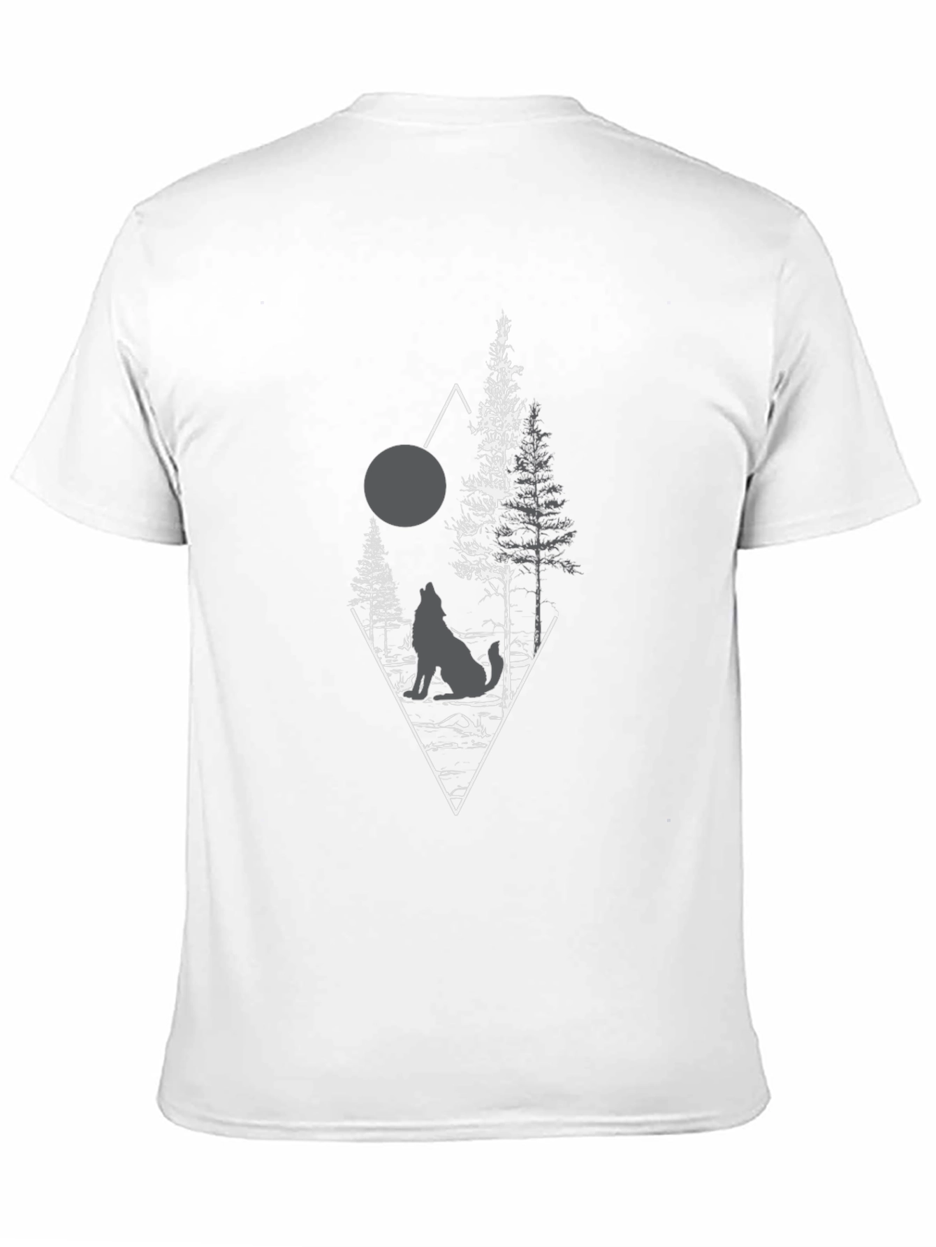 Wolf & Moon Graphic Tee - Black Cotton Shirt