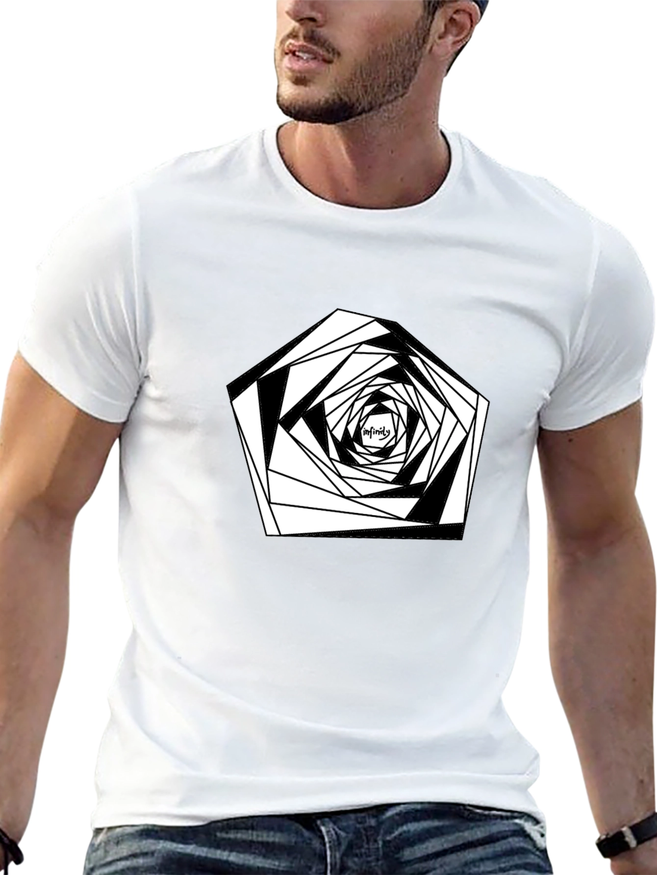 Infinity Geometric Design Black T-Shirt