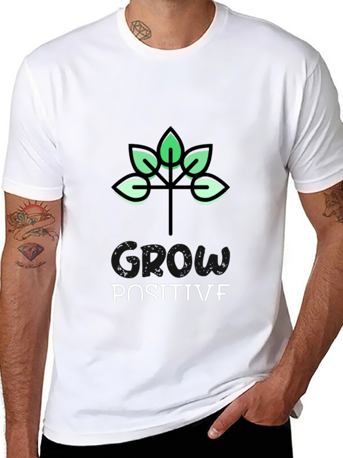 Grow Positive Black Graphic T-Shirt
