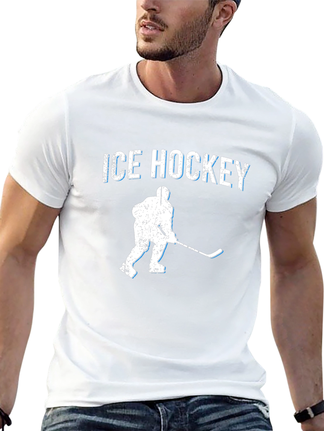 Ice Hockey Graphic T-Shirt - Black Cotton Tee