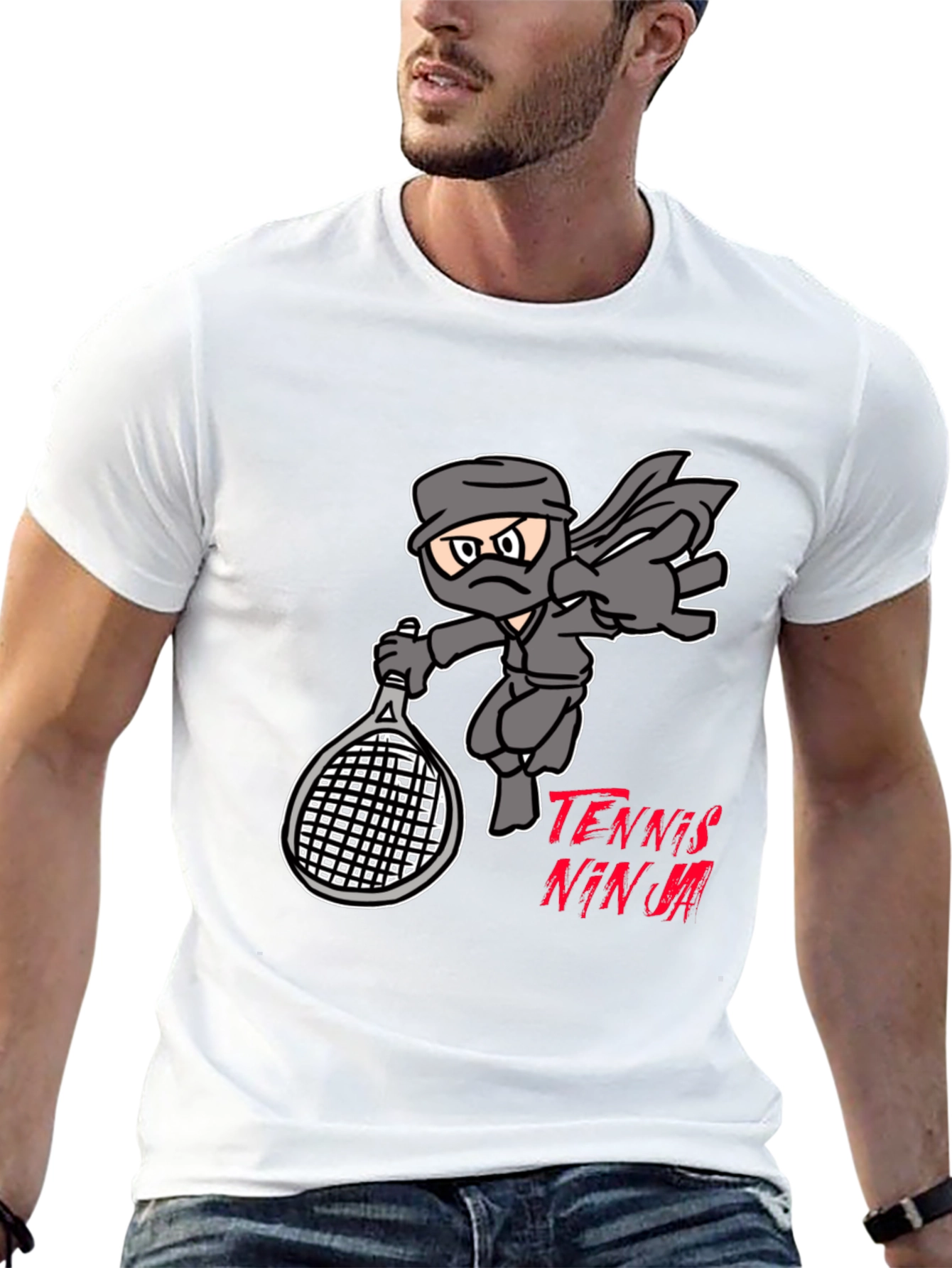 Tennis Ninja T-Shirt - Funny Cartoon Design
