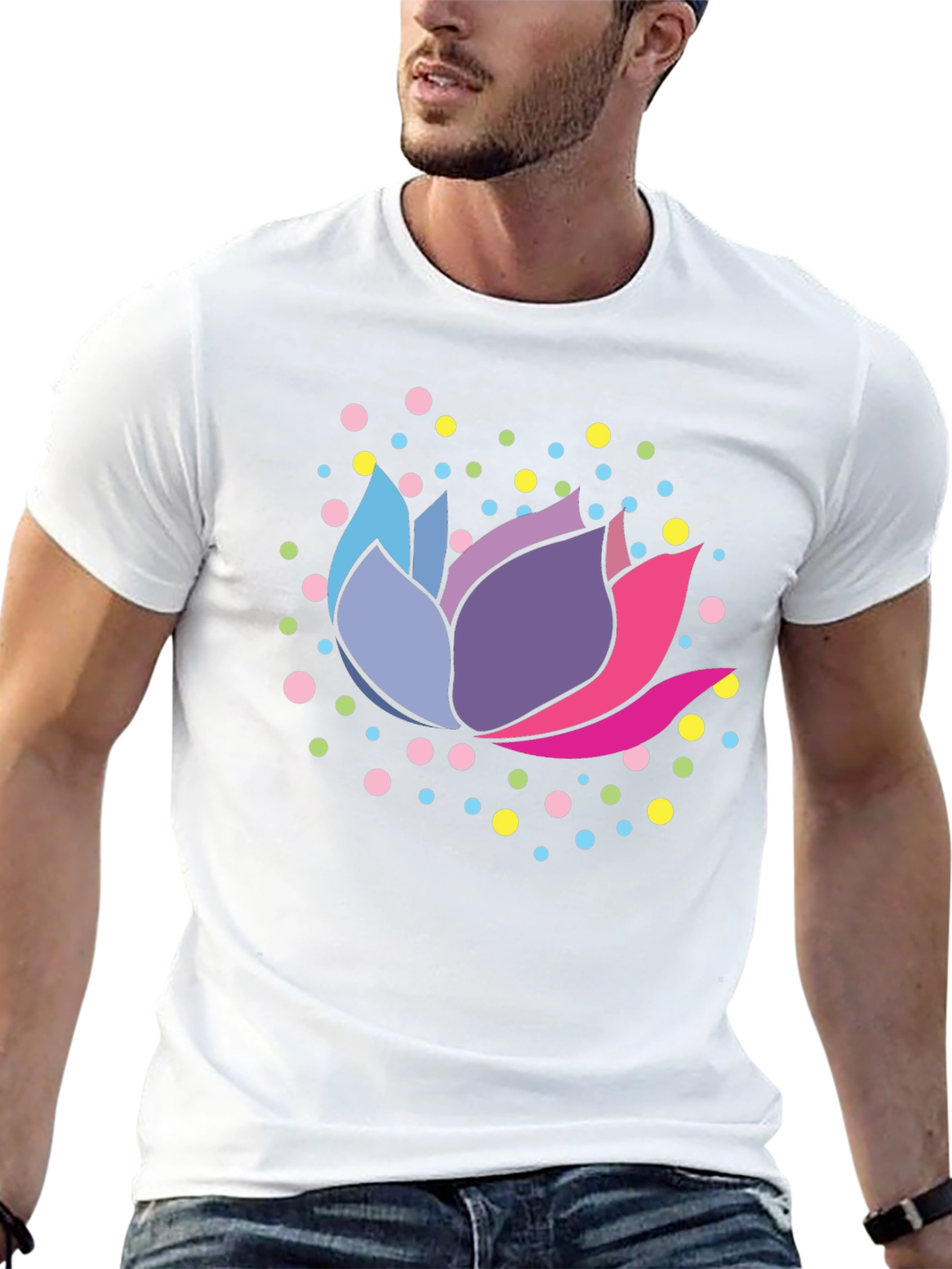 Lotus Flower Graphic Tee - Stylish Mens Black T-Shirt