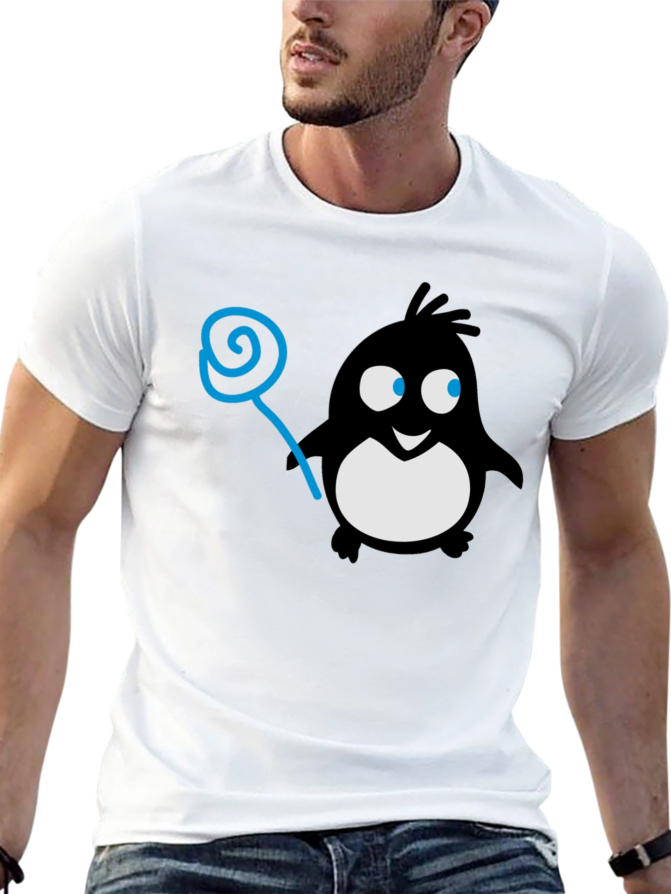 Penguin Lollipop Graphic Tee - Black Cotton T-Shirt
