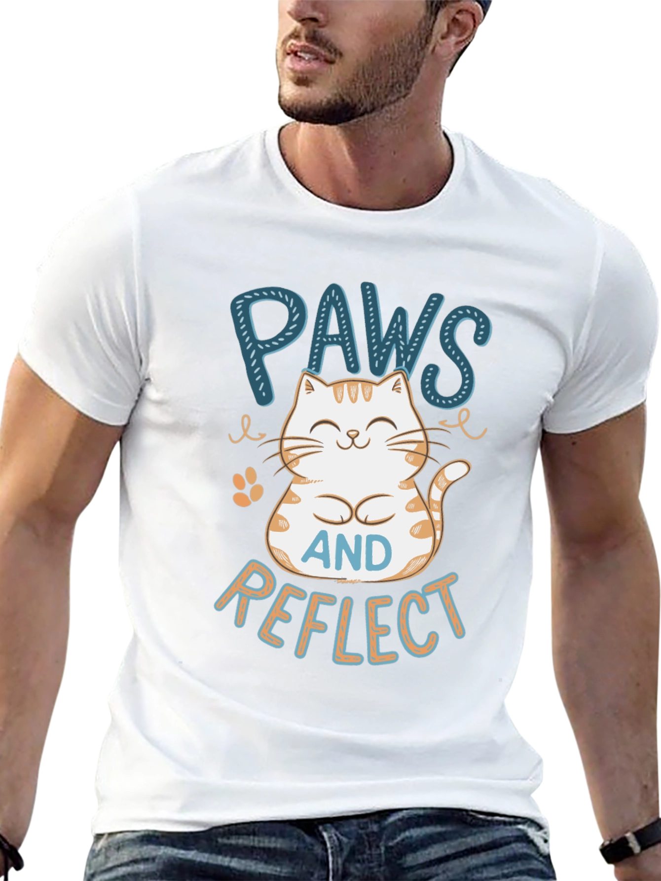 Paws Reflect T-Shirt - Cute Cat Design