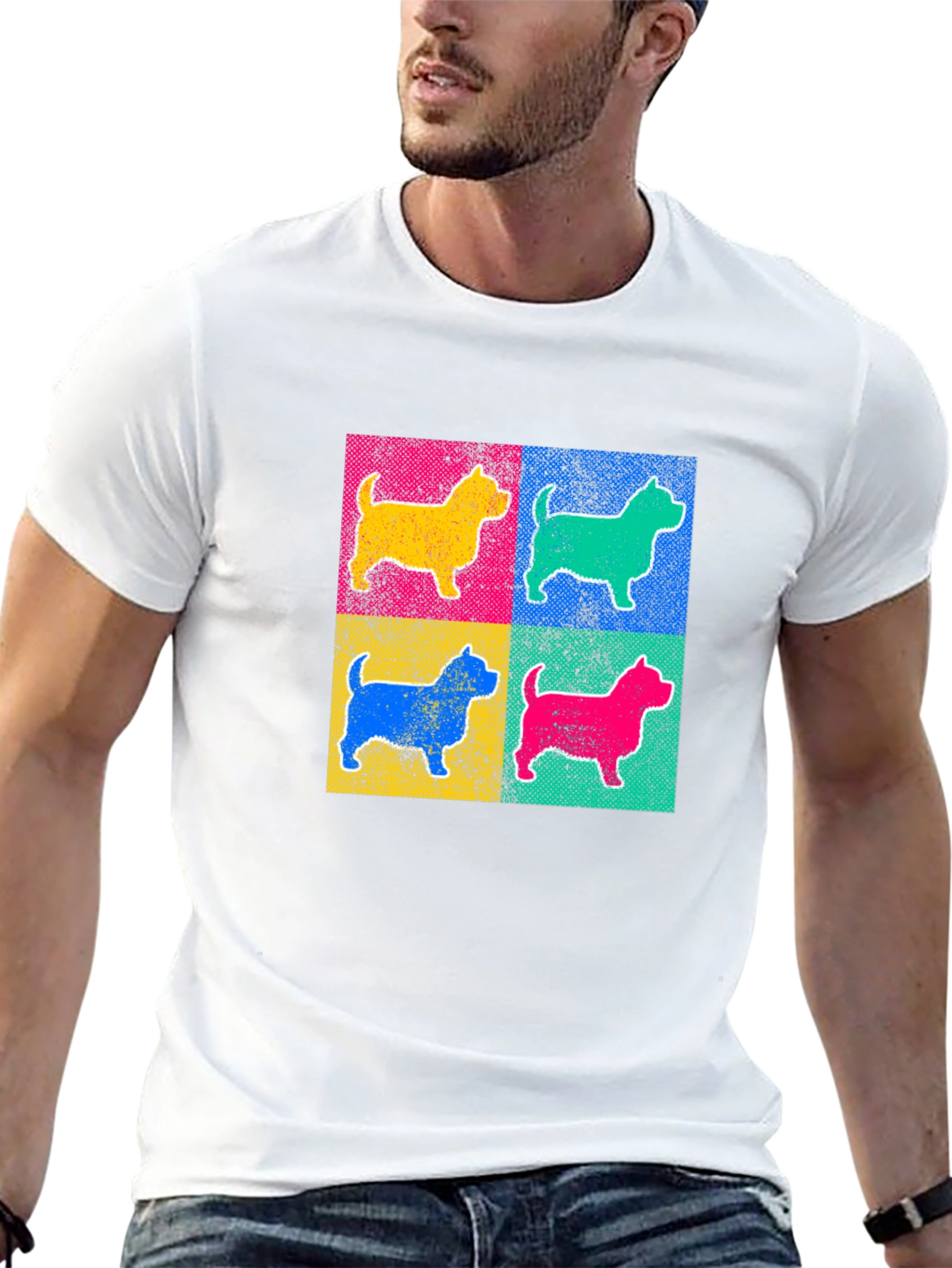 Pop Art Dog Graphic T-Shirt - Bold & Stylish