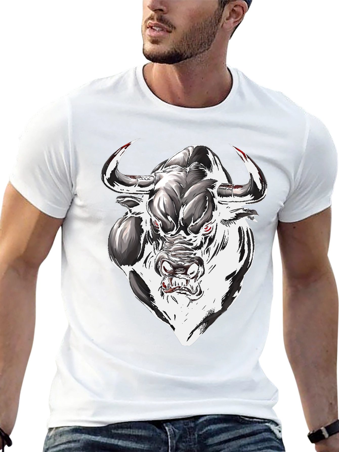Mens Graphic Tee - Bull Design