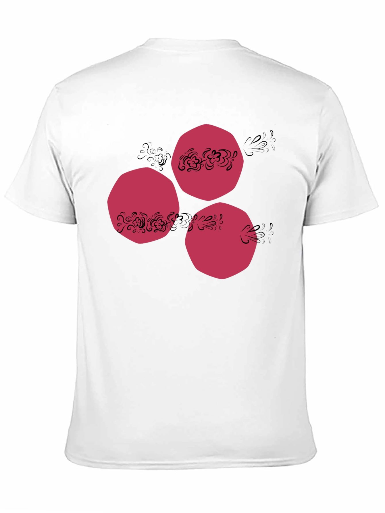 Modern Cranberry Circle Design Black T-Shirt
