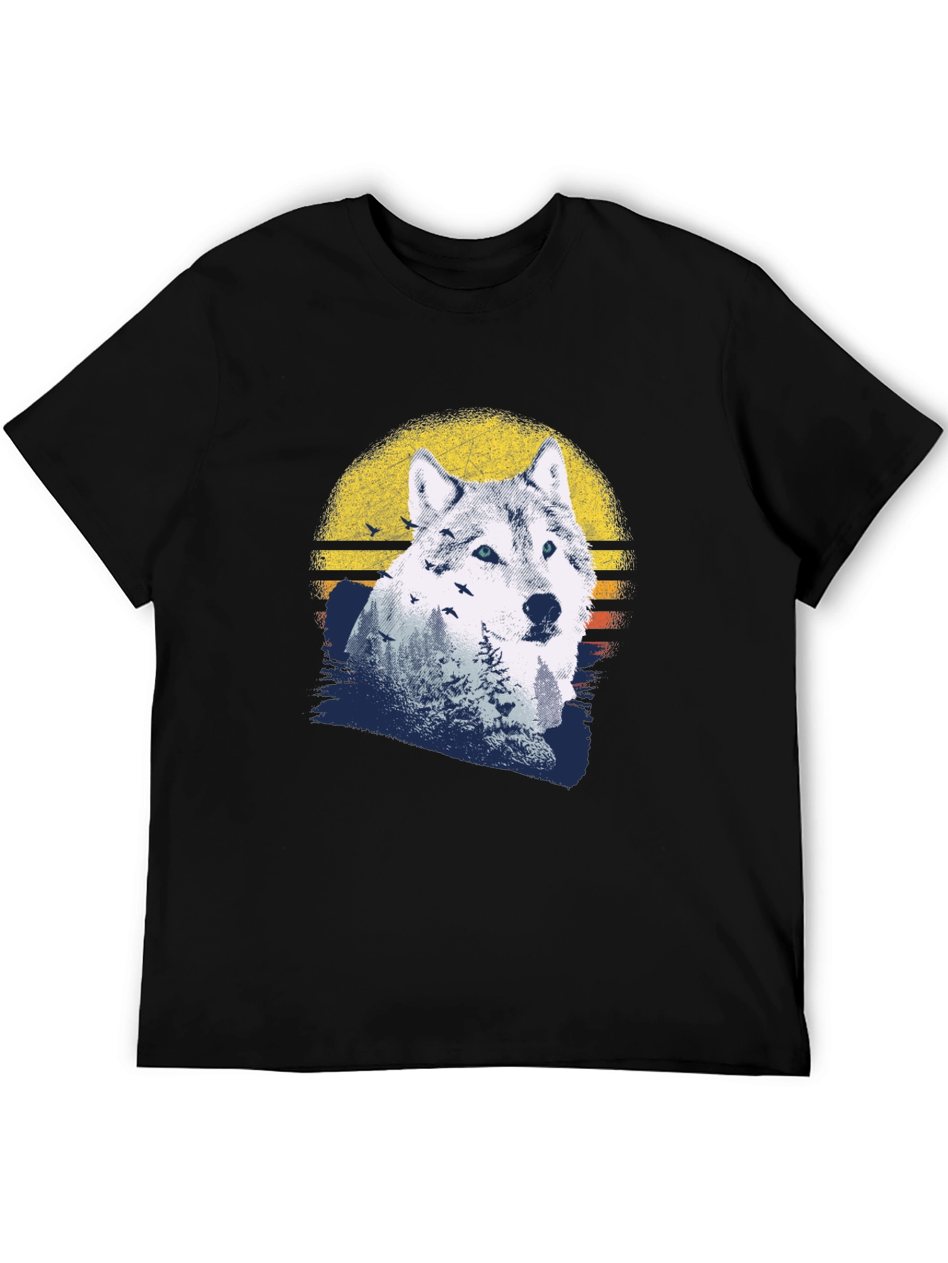 Wolf Sunset Graphic Tee - Mens Black T-Shirt