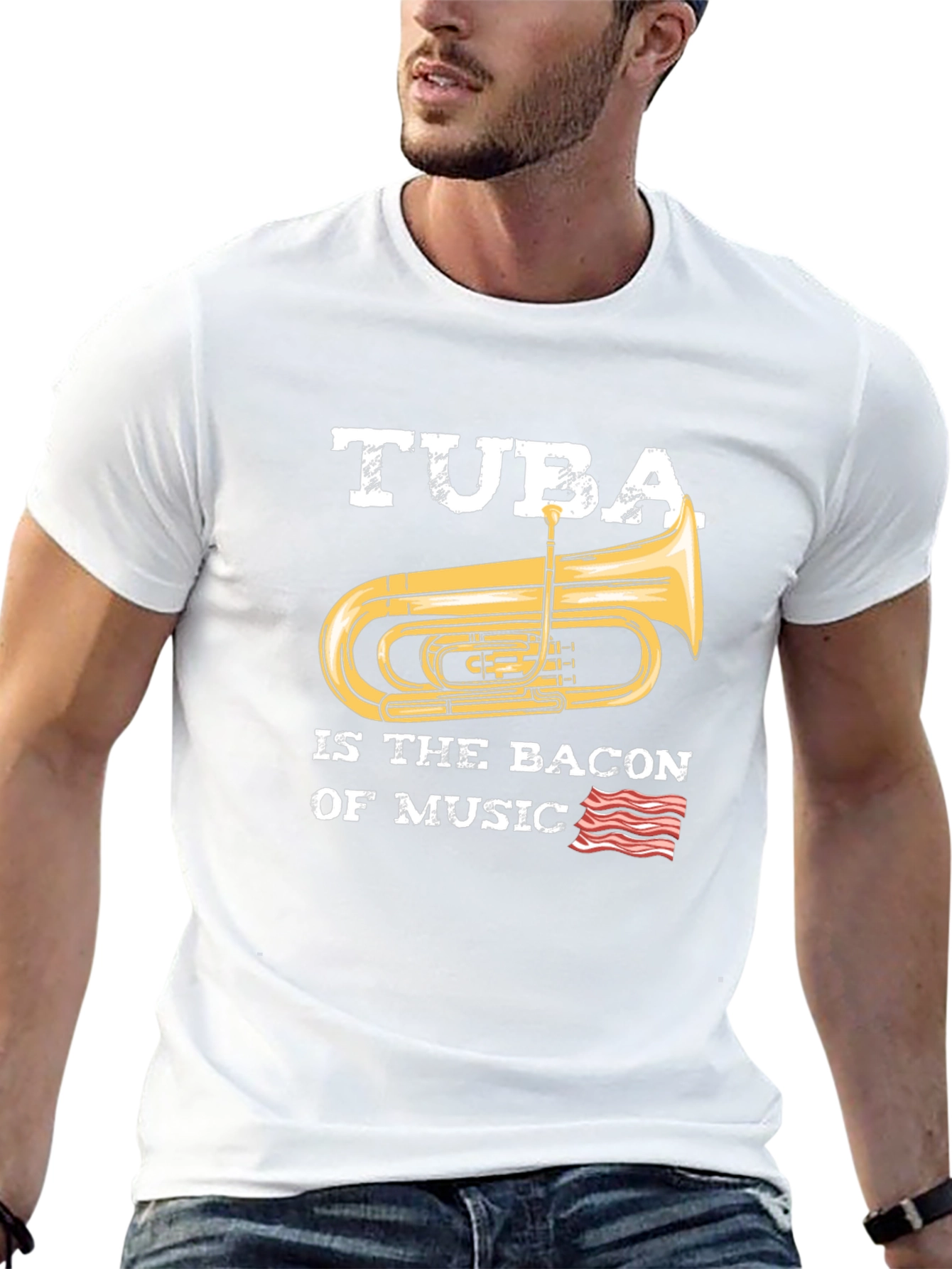 Tuba is the Bacon of Music Black T-Shirt