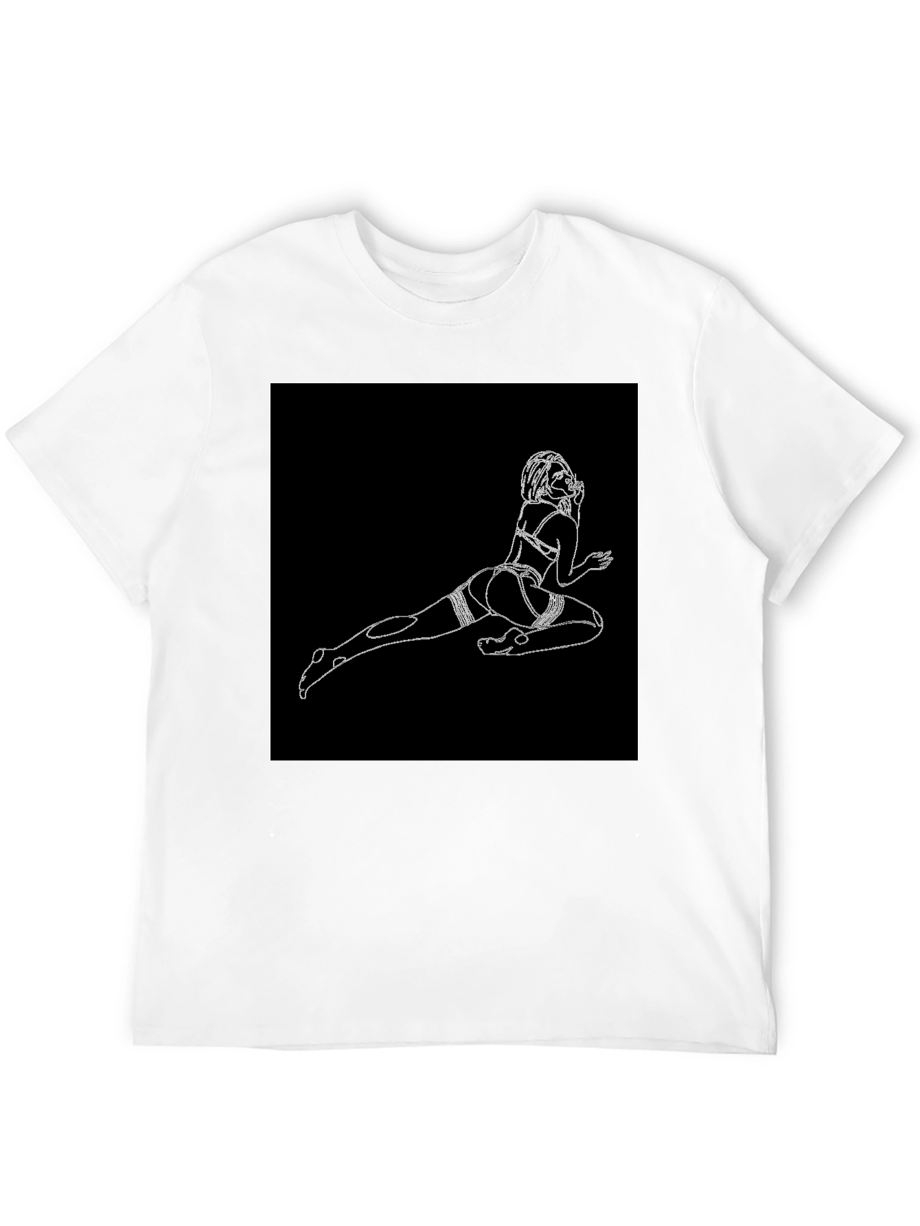 Black T-Shirt with Risque Line Art
