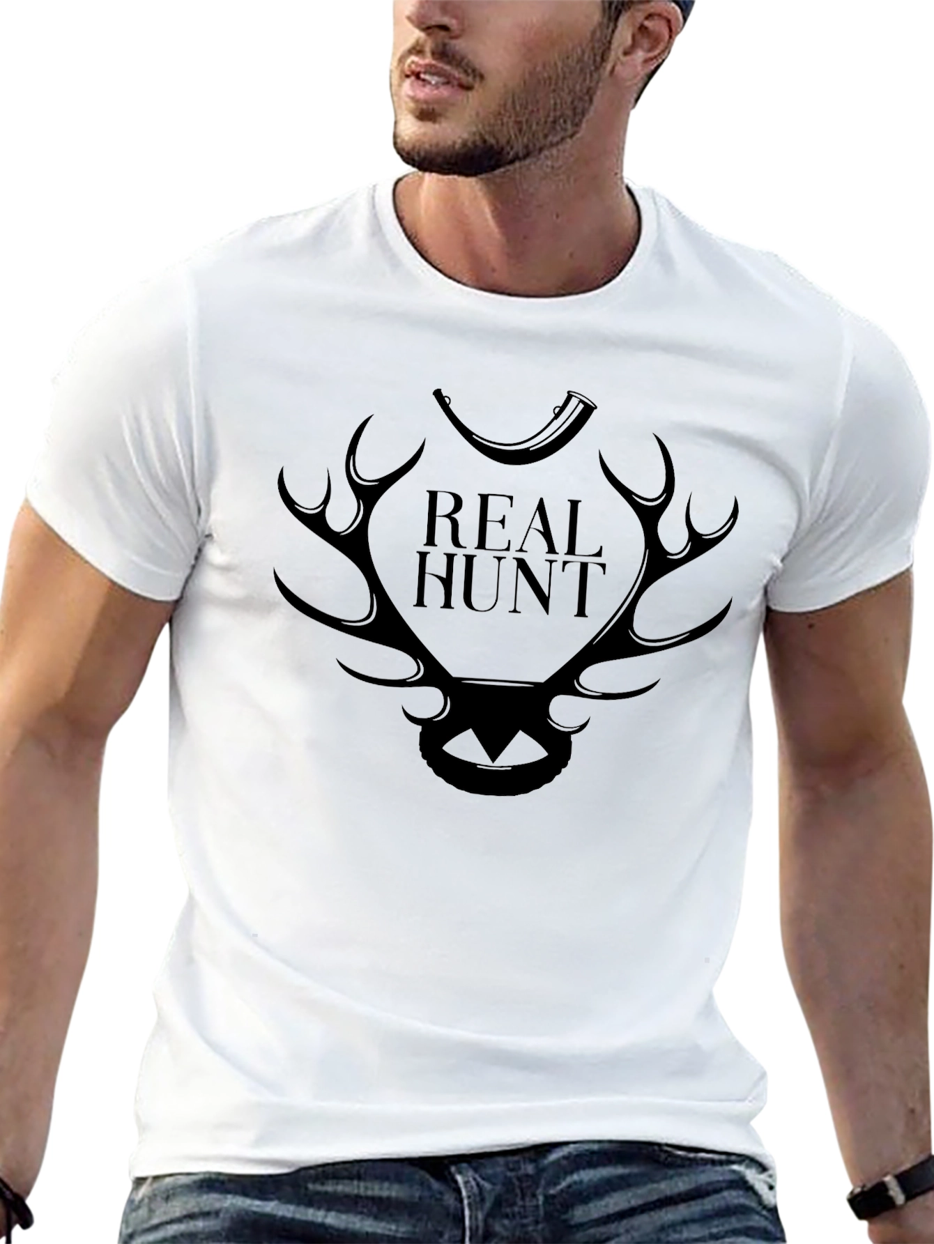 Real Hunt Graphic Print Tee - Black